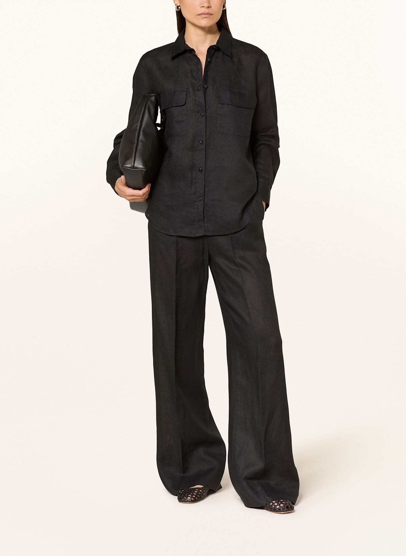 ANTONELLI firenze Marlenehose ROCHETTE aus Leinen: SCHWARZ