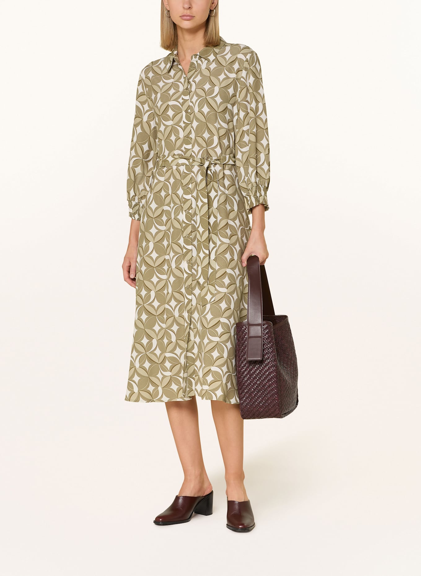 s.Oliver BLACK LABEL Sukienka koszulowa z rękawami 3/4: ZIELONY / CIEMNOZIELONY / JASNOZIELONY