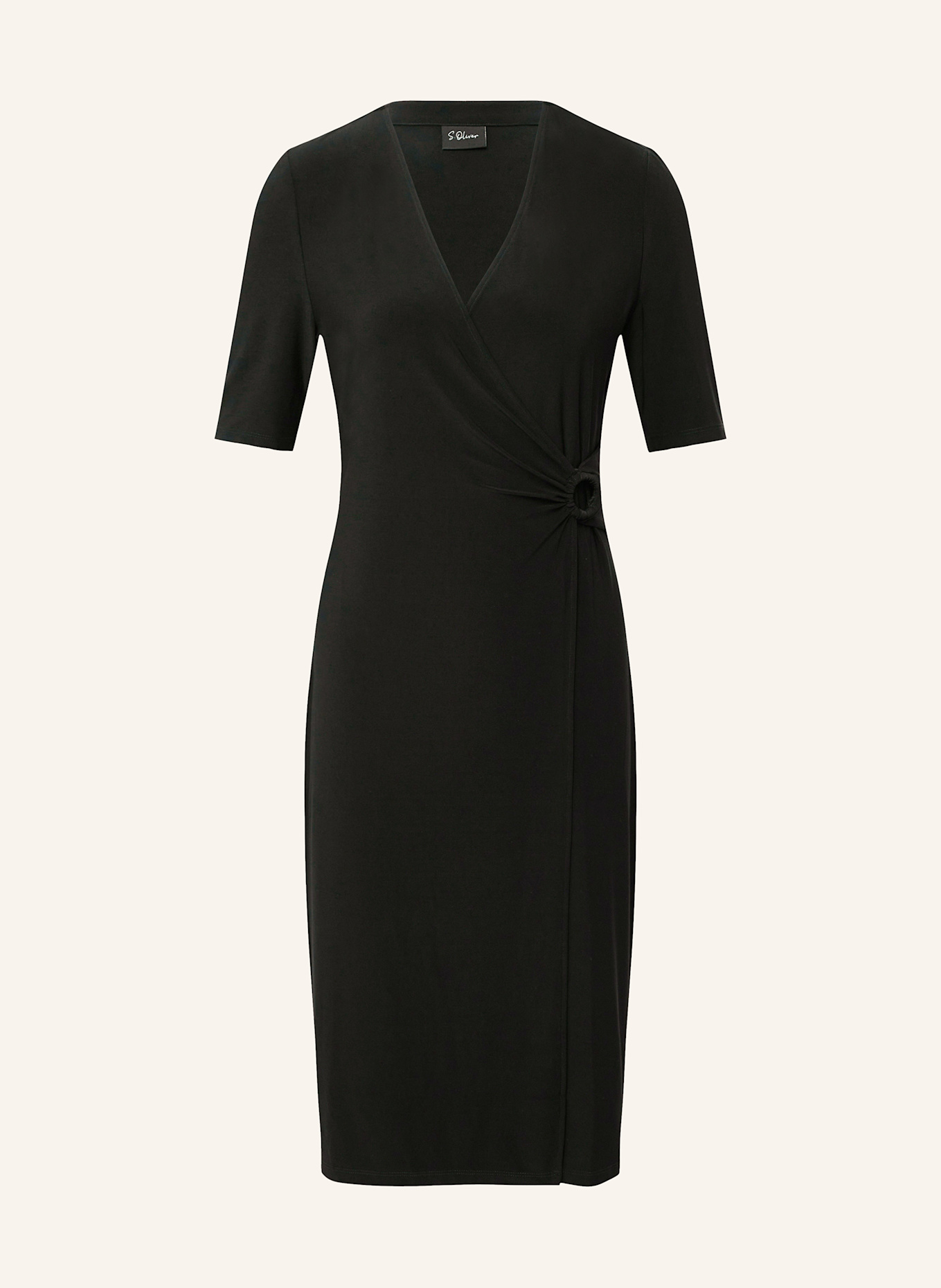 s.Oliver BLACK LABEL Kleid in Wickeloptik: SCHWARZ