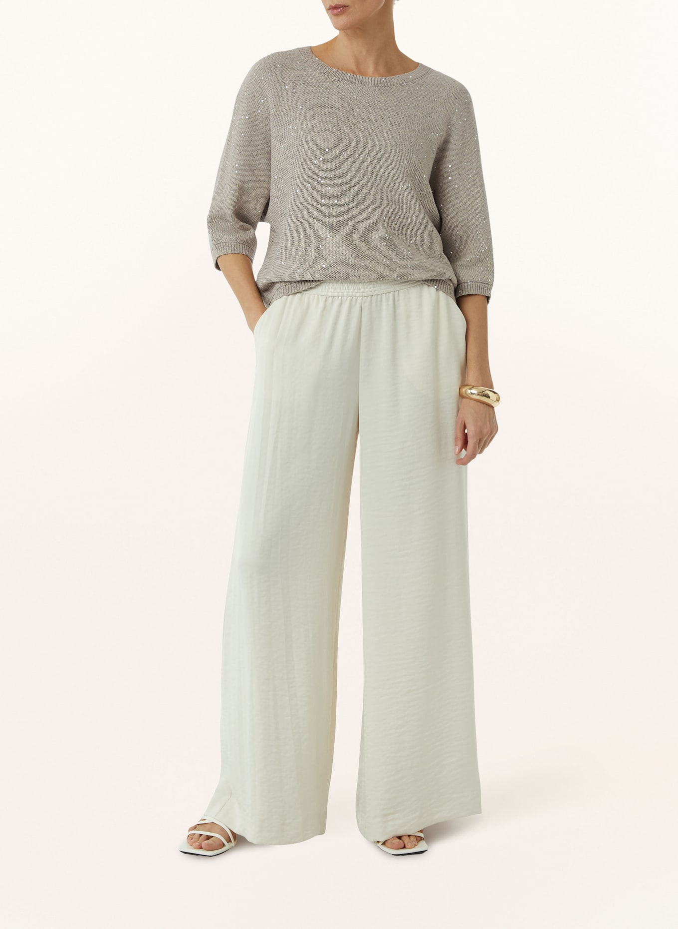 comma Sweater with sequins and 3/4 sleeves: LIGHT GRAY