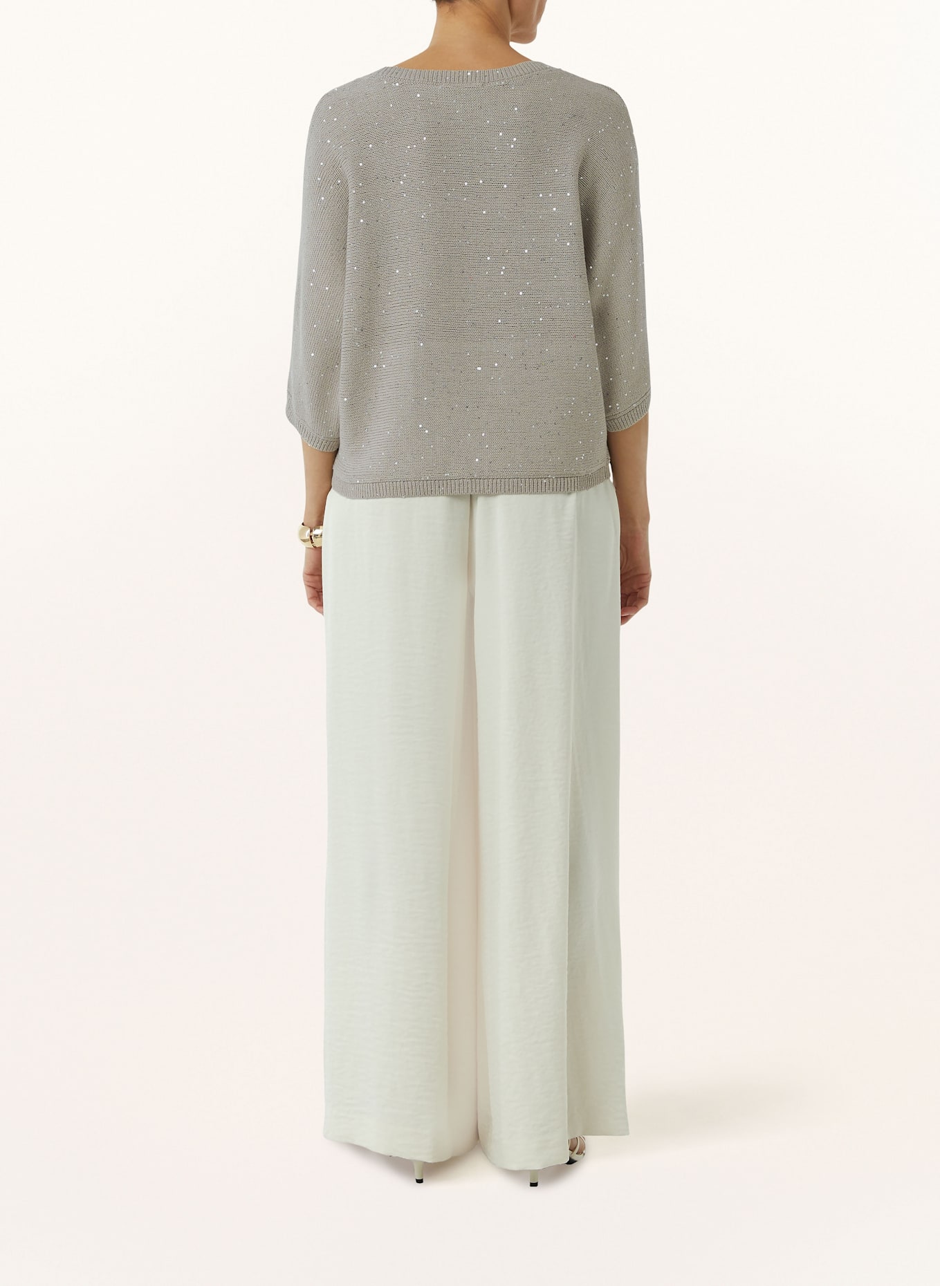 comma Sweater with sequins and 3/4 sleeves: LIGHT GRAY