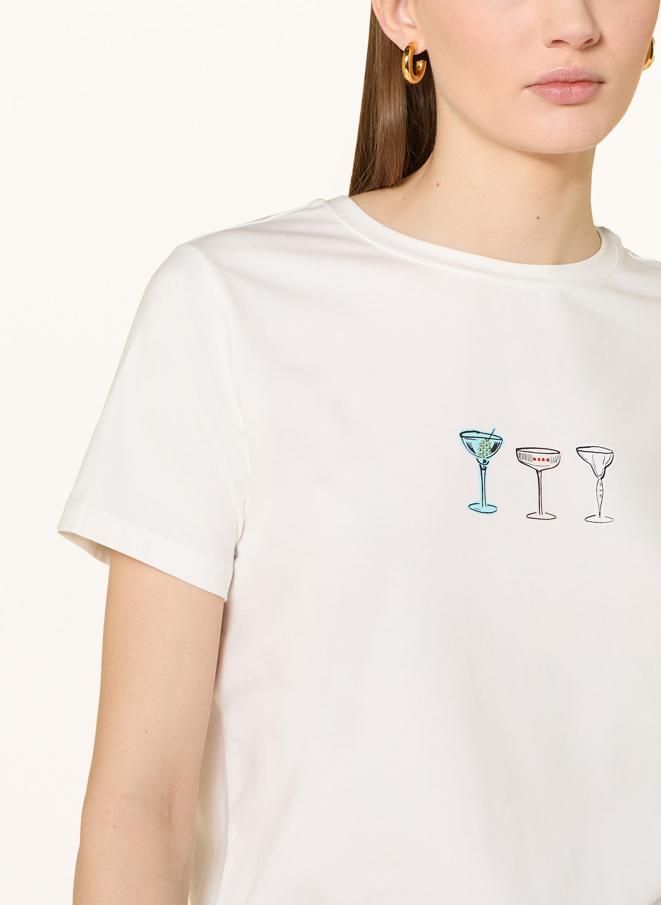 comma T-Shirt mit Schmucksteinen: WEISS