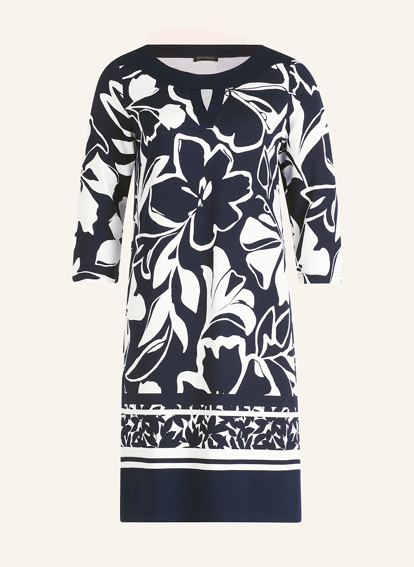 Betty Barclay Jersey dress with 3/4 sleeves: DARK BLUE / CREAM