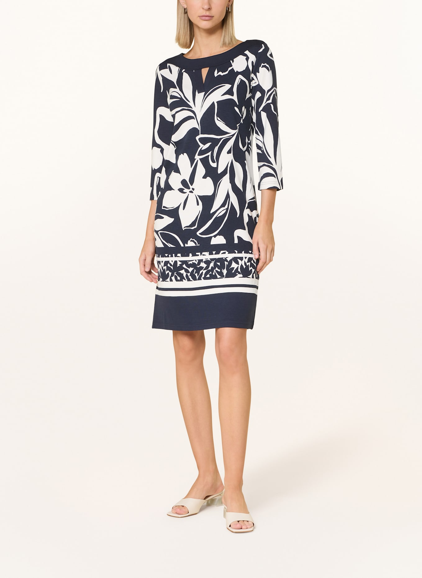 Betty Barclay Jersey dress with 3/4 sleeves: DARK BLUE / CREAM