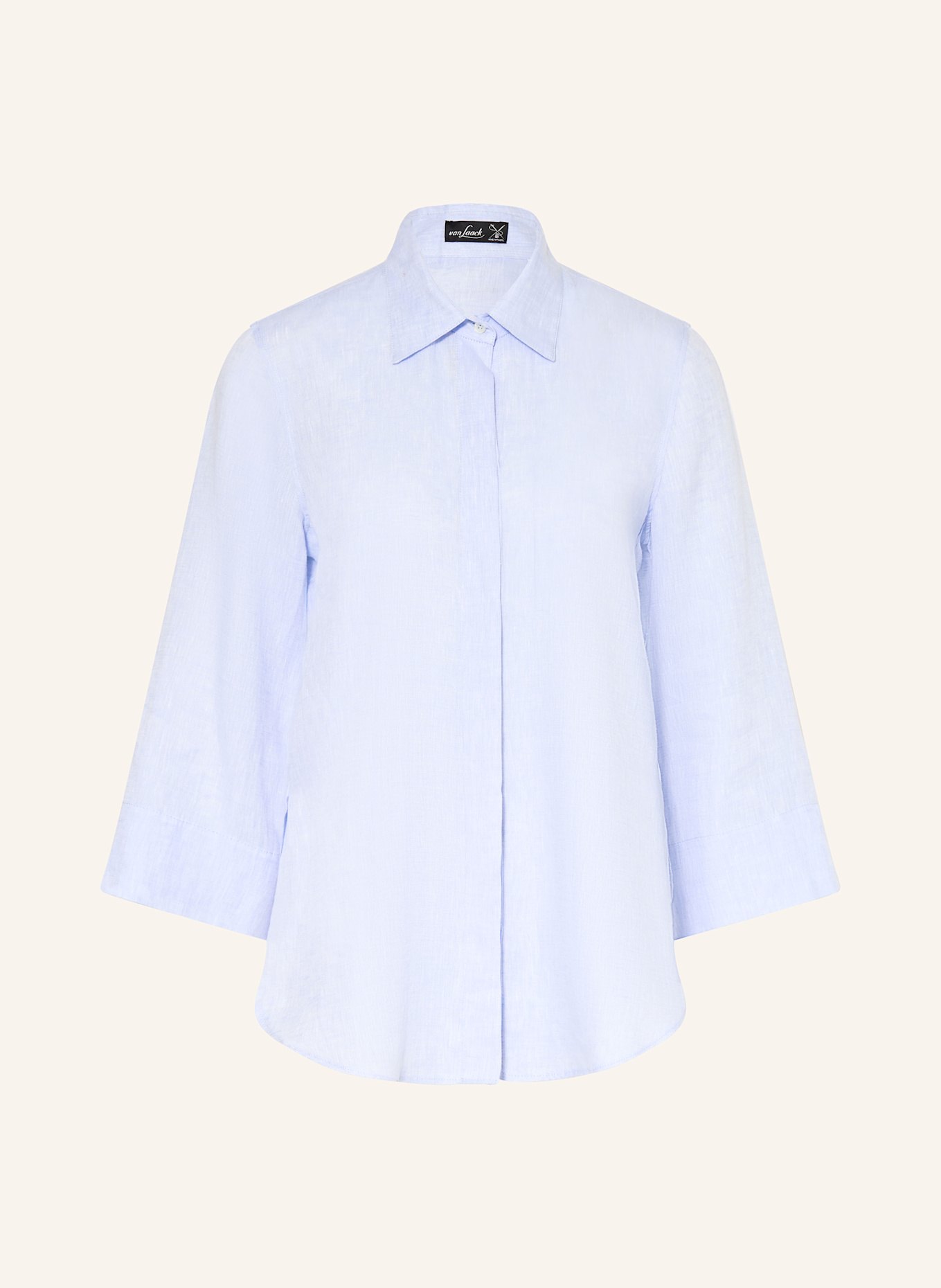 van Laack VL-ALJA-SV linen shirt Print blouse with 3/4 sleeves: LIGHT BLUE