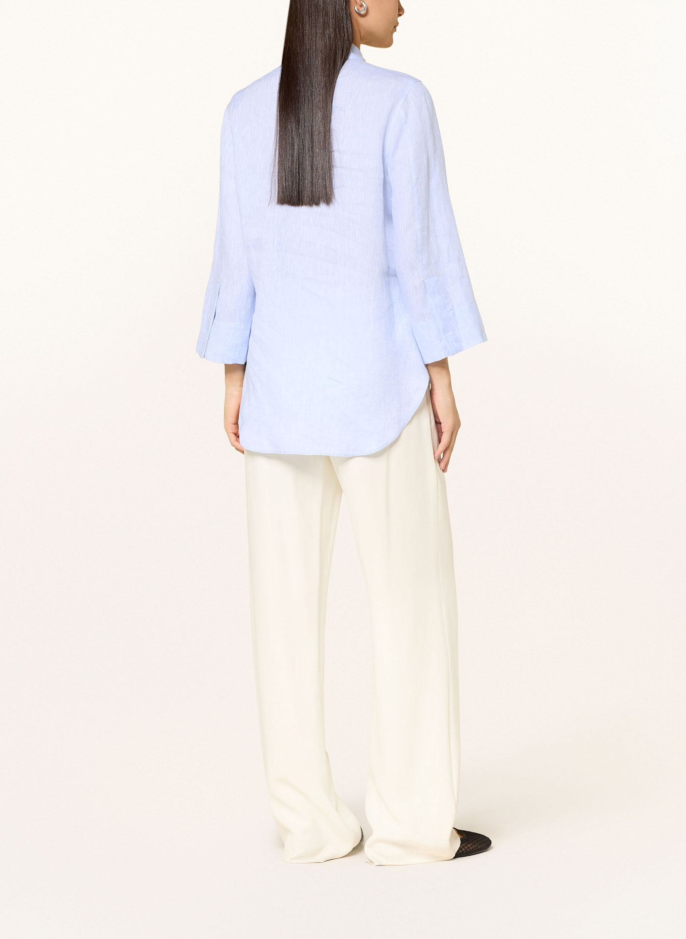 van Laack VL-ALJA-SV linen shirt Print blouse with 3/4 sleeves: LIGHT BLUE