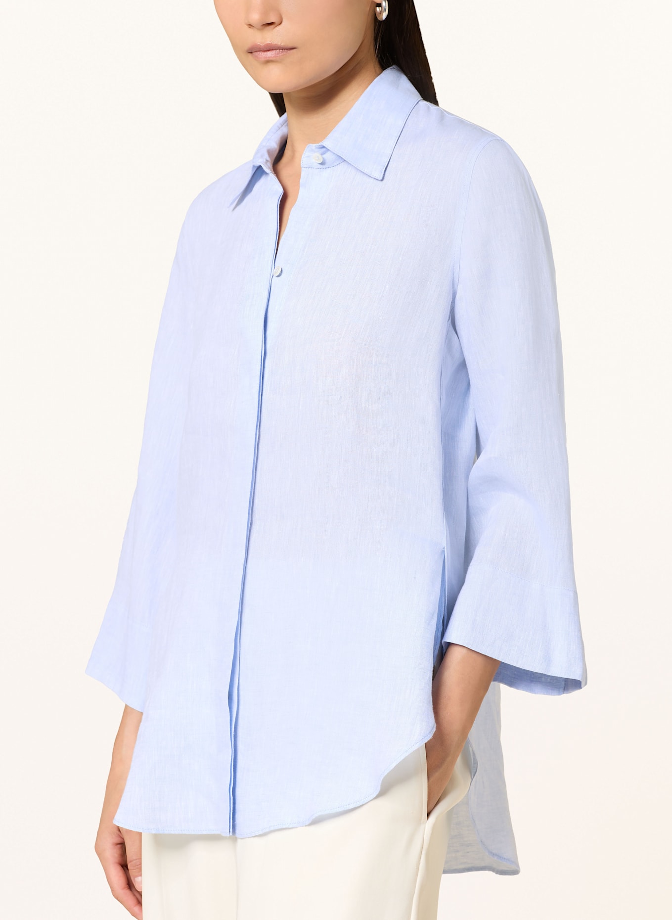 van Laack VL-ALJA-SV linen shirt Print blouse with 3/4 sleeves: LIGHT BLUE