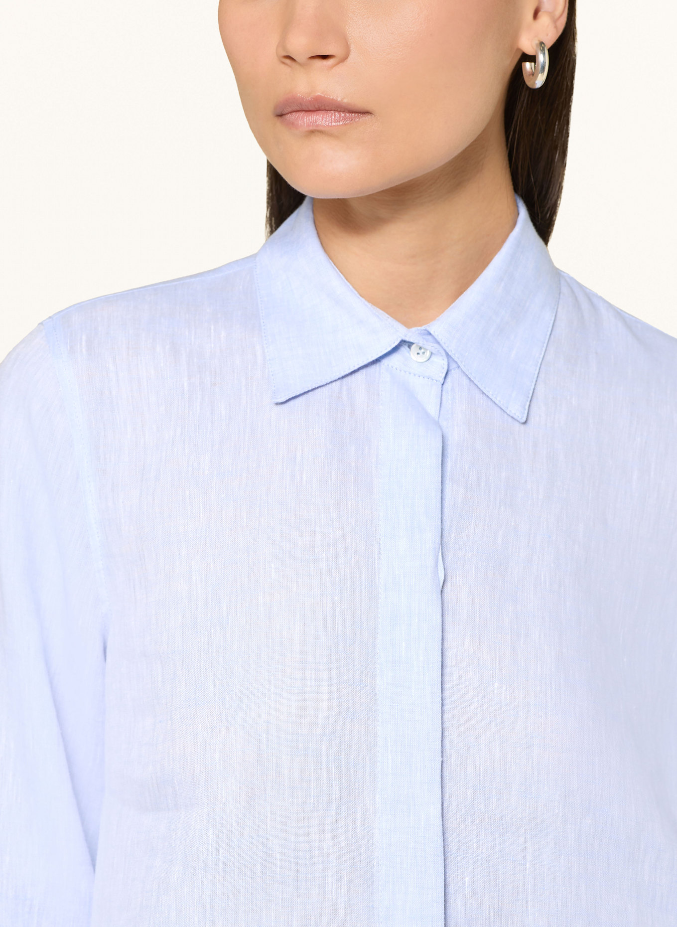 van Laack VL-ALJA-SV linen shirt Print blouse with 3/4 sleeves: LIGHT BLUE