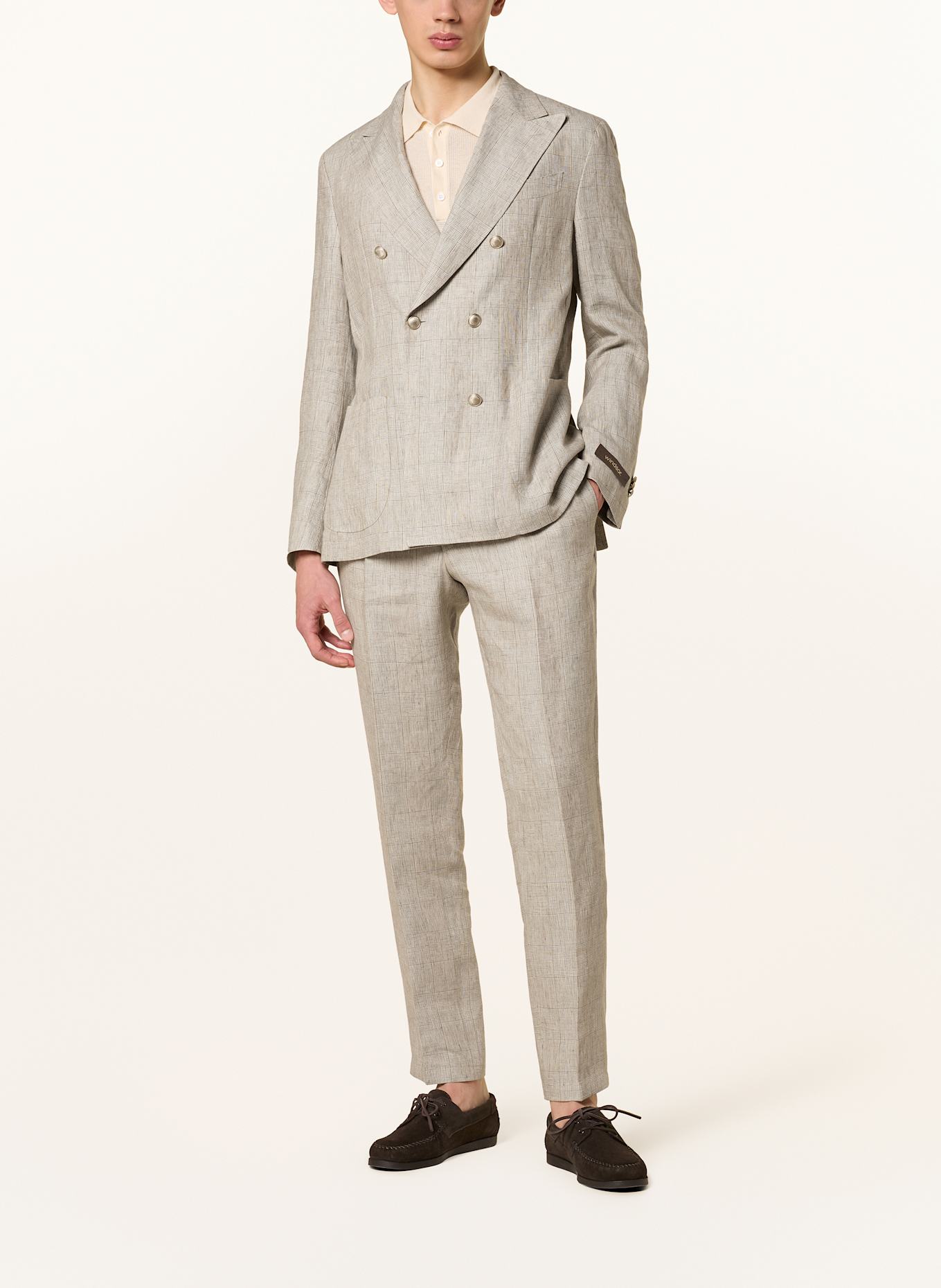 windsor. SALINO extra slim fit linen suit jacket: BEIGE