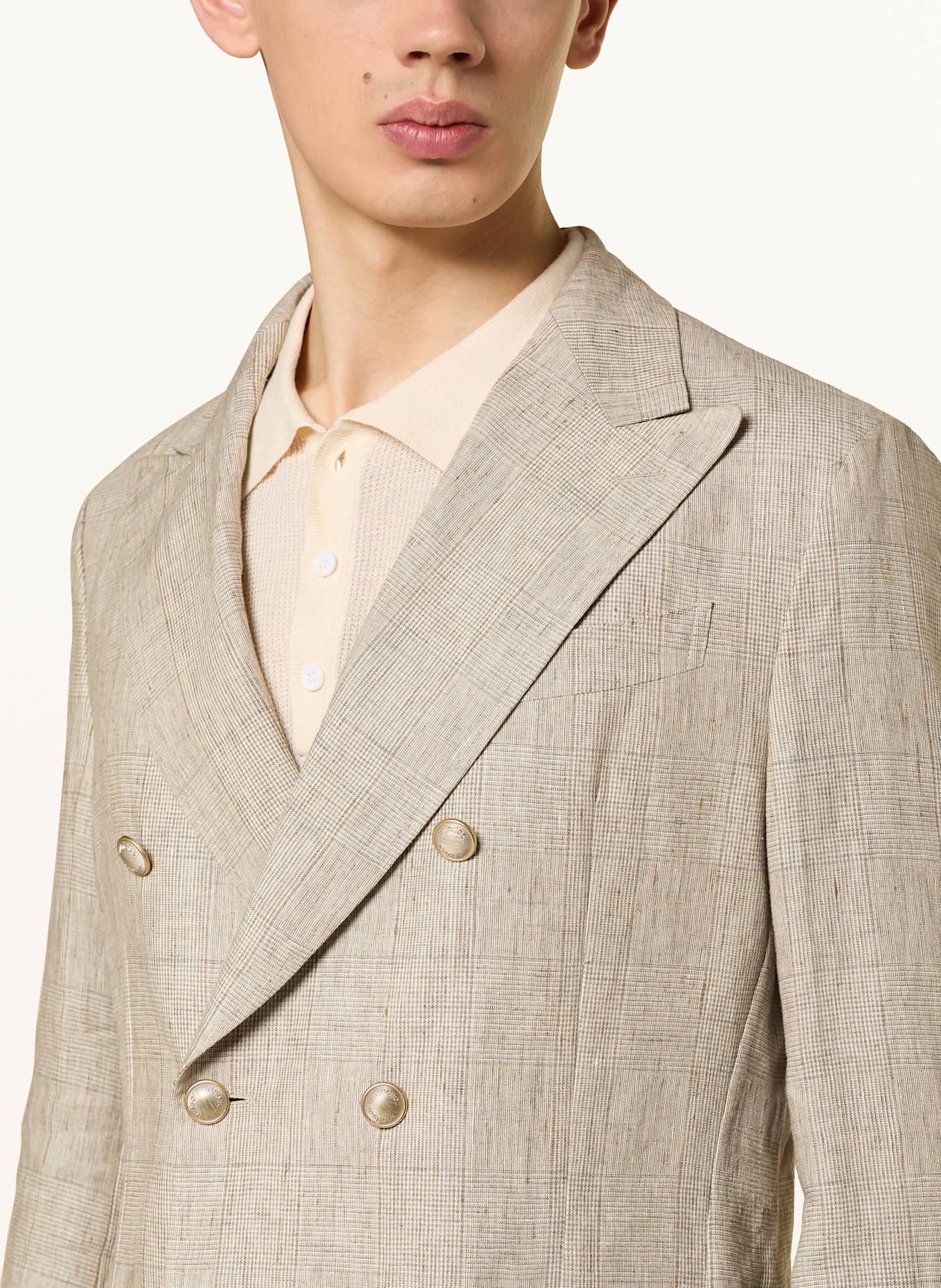 windsor. SALINO extra slim fit linen suit jacket: BEIGE