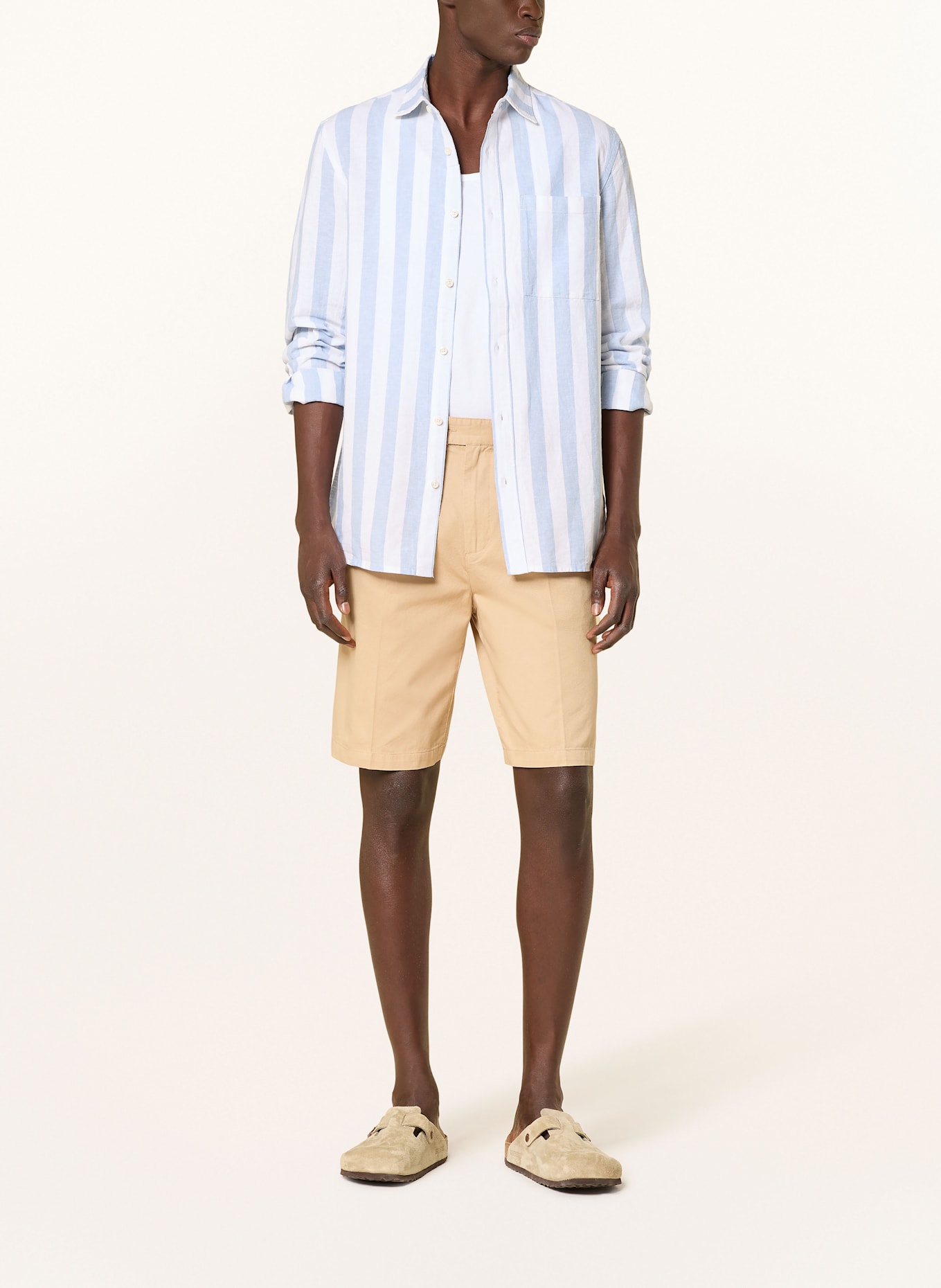 SCOTCH & SODA Shirt regular fit with linen: 420 MEDIUM BLUE