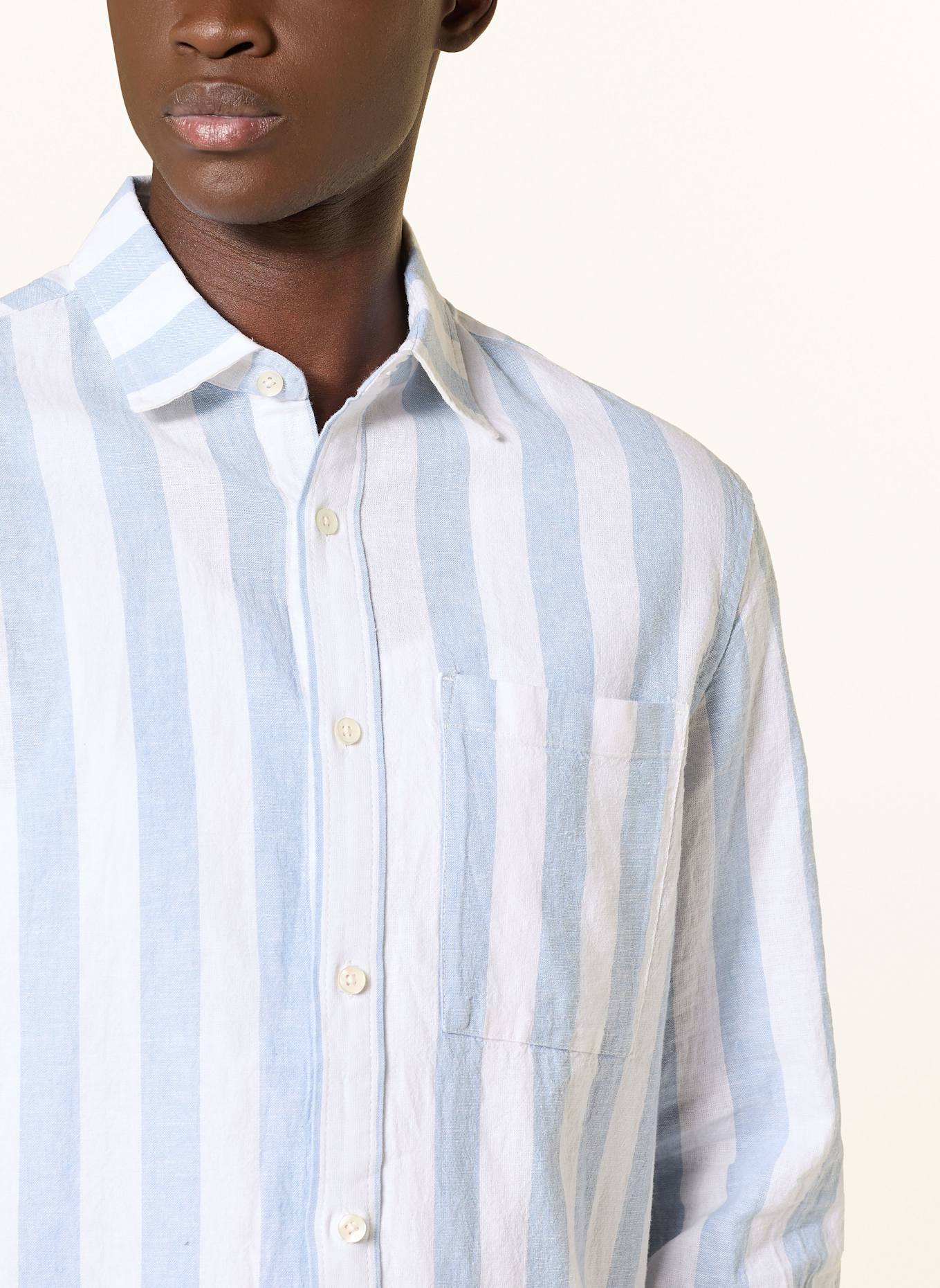 SCOTCH & SODA Shirt regular fit with linen: 420 MEDIUM BLUE