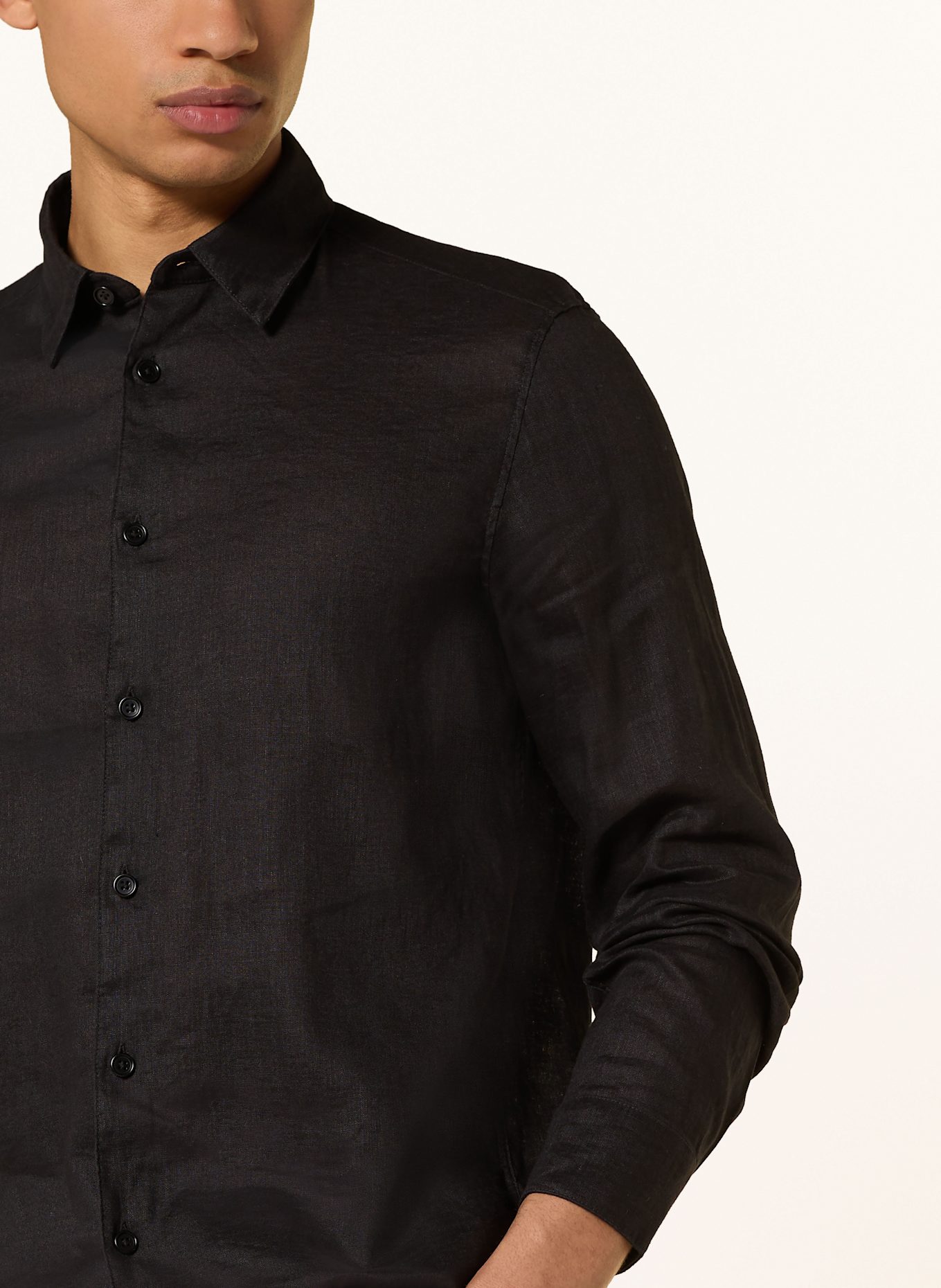 DRYKORN Hemd RAMIS Regular Fit aus Leinen: SCHWARZ