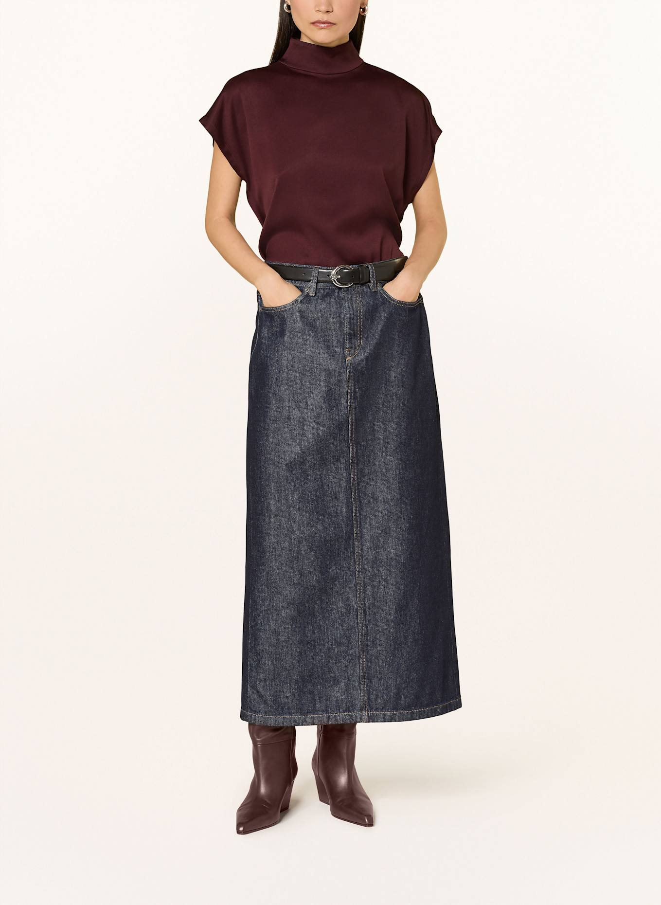 DRYKORN Blusenshirt ALARIA_1 aus Satin: DUNKELROT