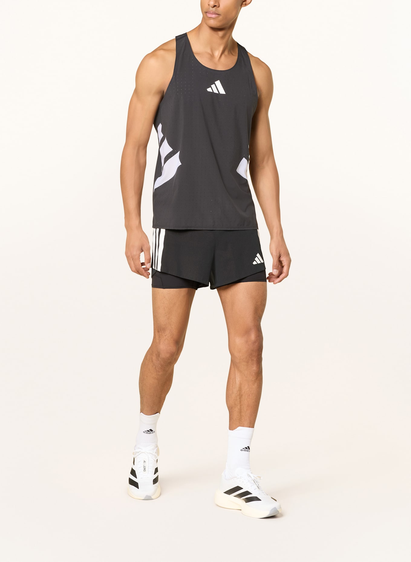 adidas 2-in-1-Laufshorts ADIZERO RUNNING 2-IN-1 GEL POCKET: SCHWARZ/ WEISS