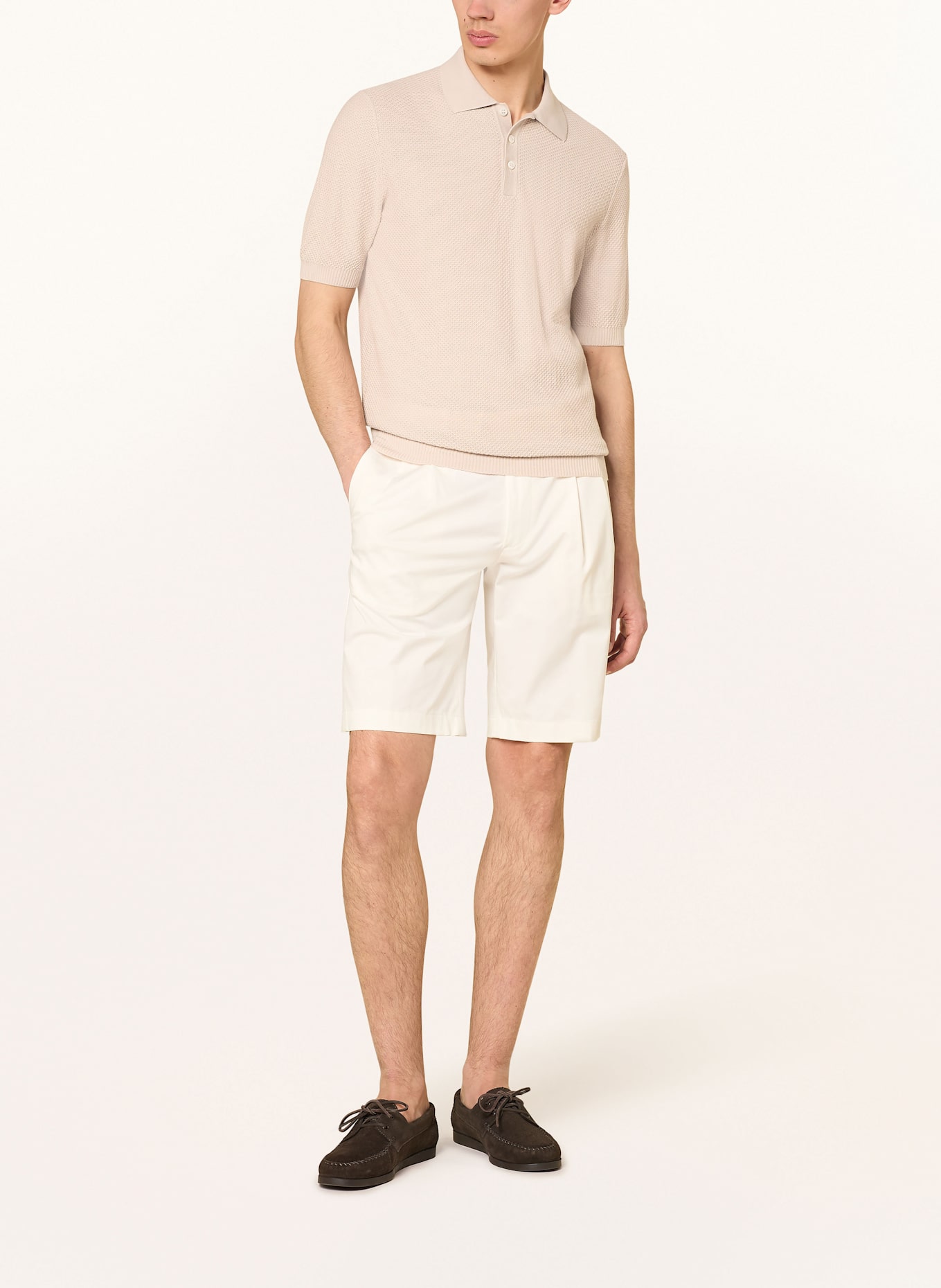 GRAN SASSO Strick-Poloshirt: CREME