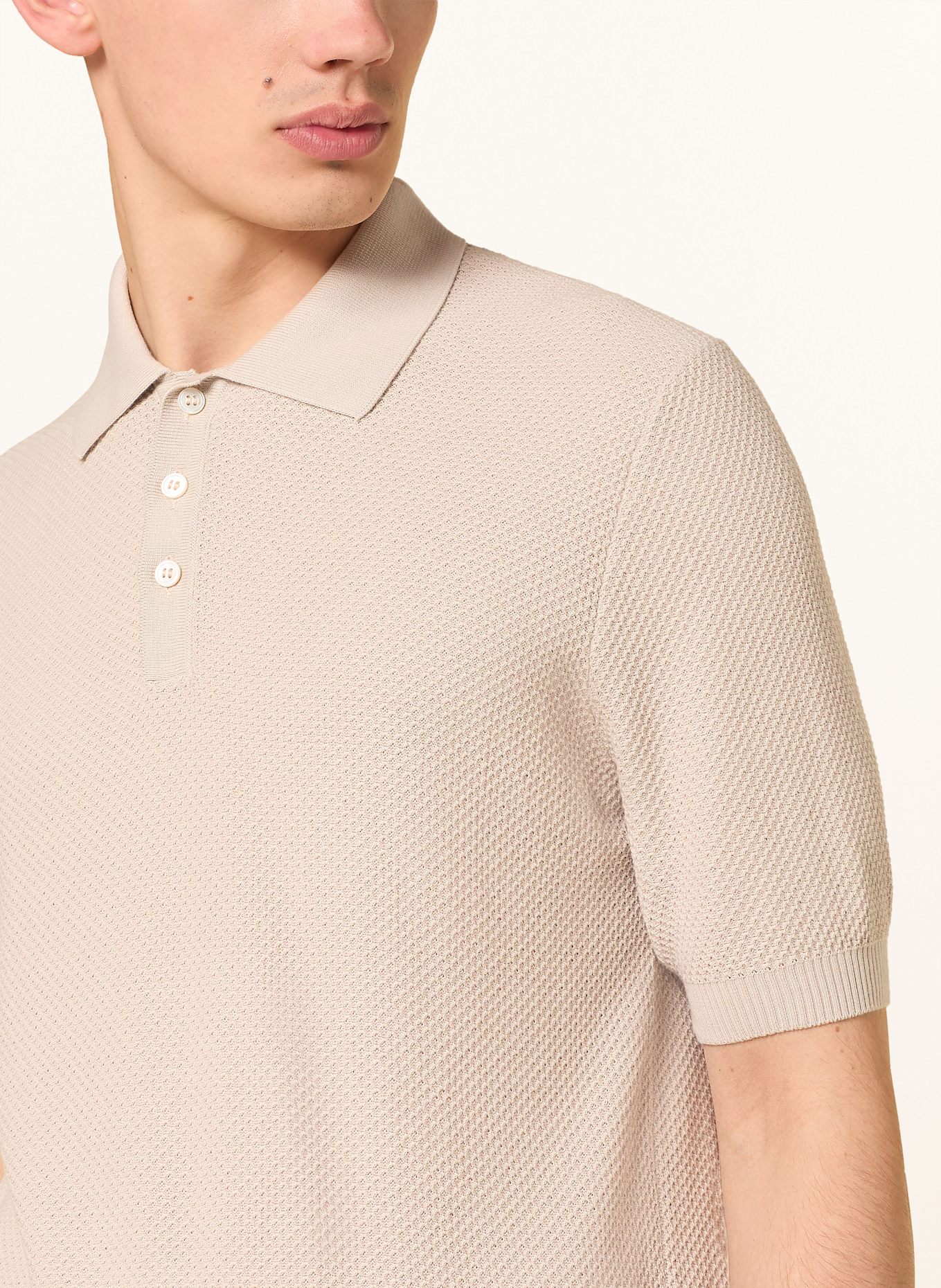 GRAN SASSO Strick-Poloshirt: CREME