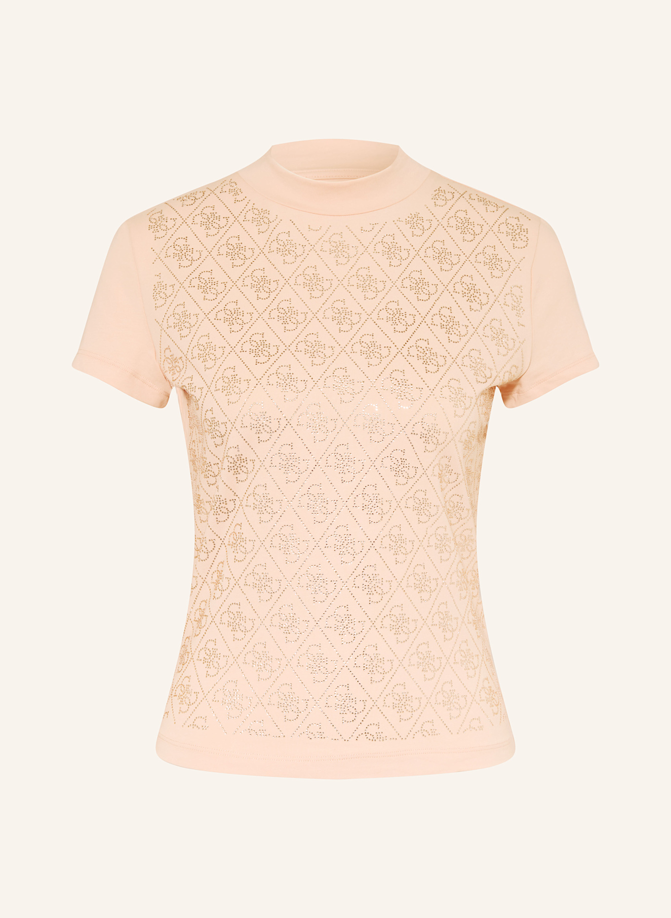 GUESS T-shirt with decorative gems: LIGHT RED/ BEIGE