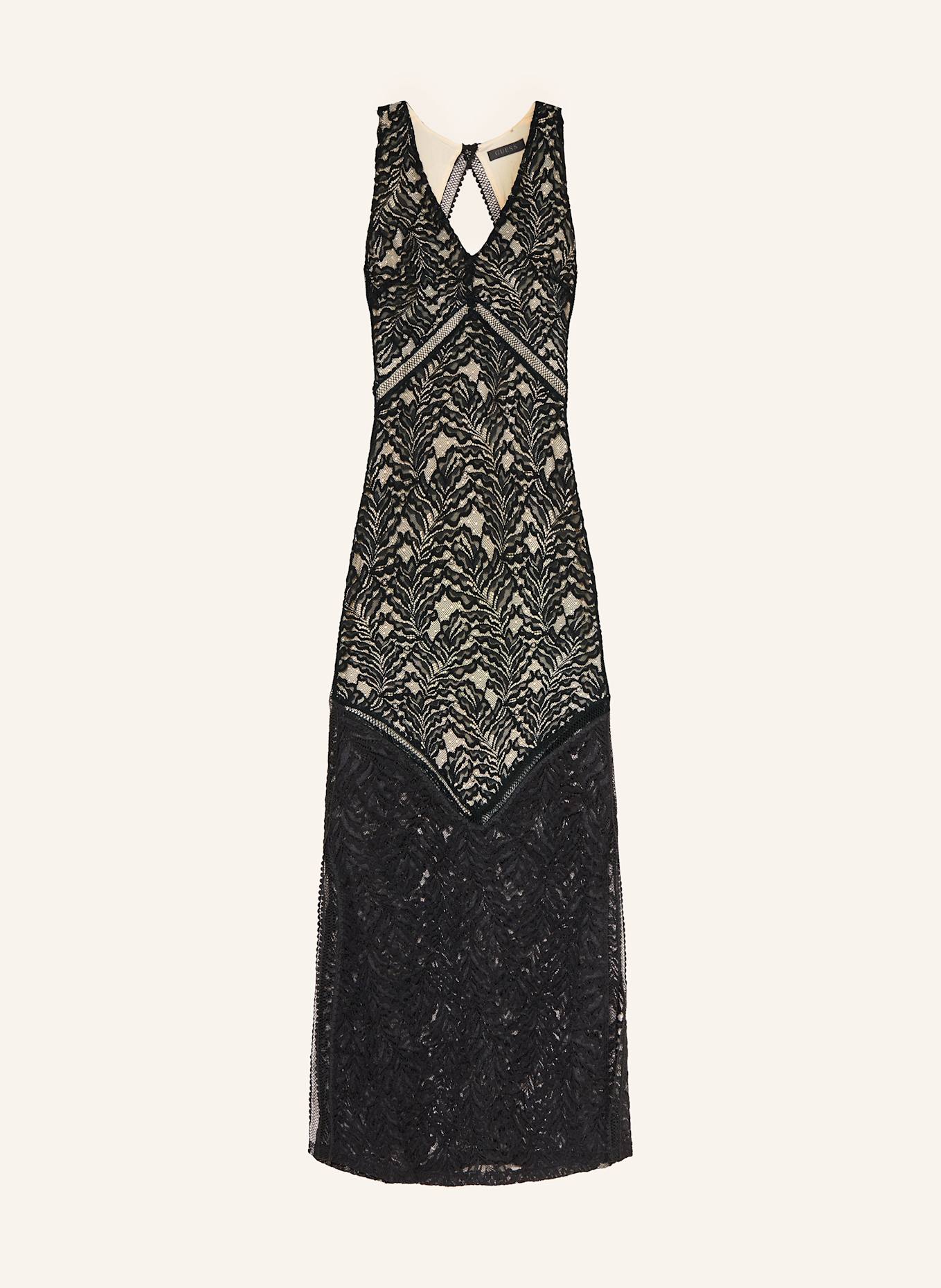 GUESS Spitzenkleid CHRISTEL mit Cut-out: SCHWARZ