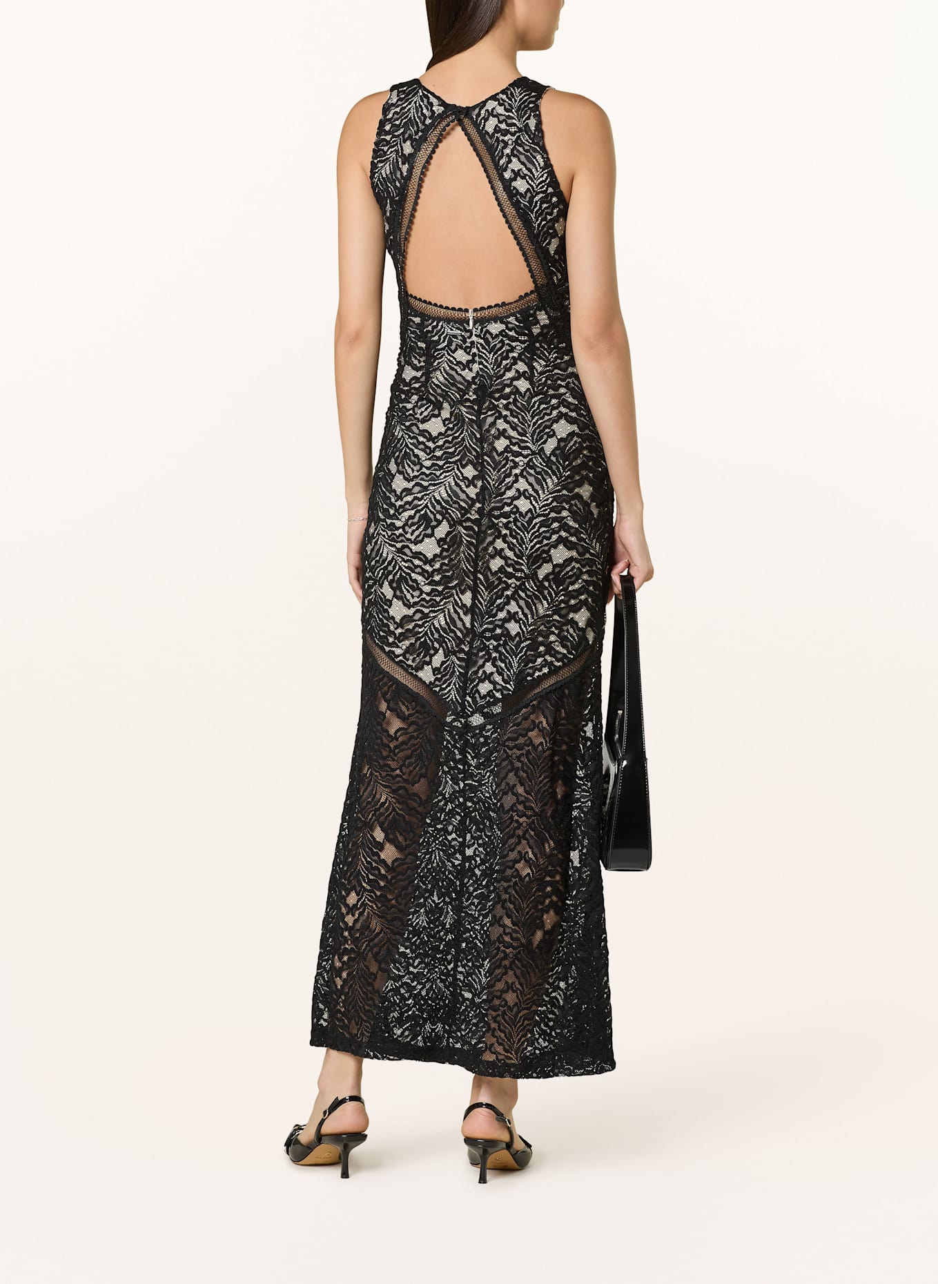 GUESS Spitzenkleid CHRISTEL mit Cut-out: SCHWARZ
