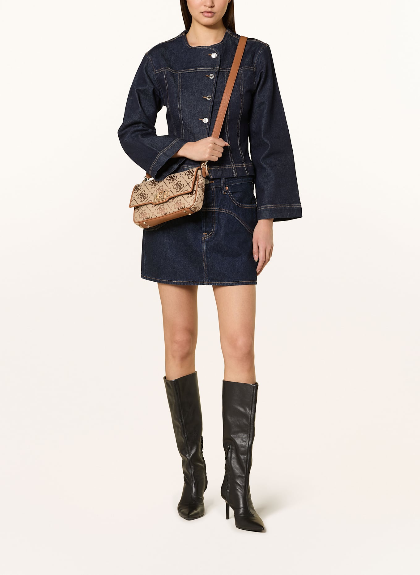 GUESS Umhängetasche CIRCE: BEIGE/ HELLBRAUN/ COGNAC