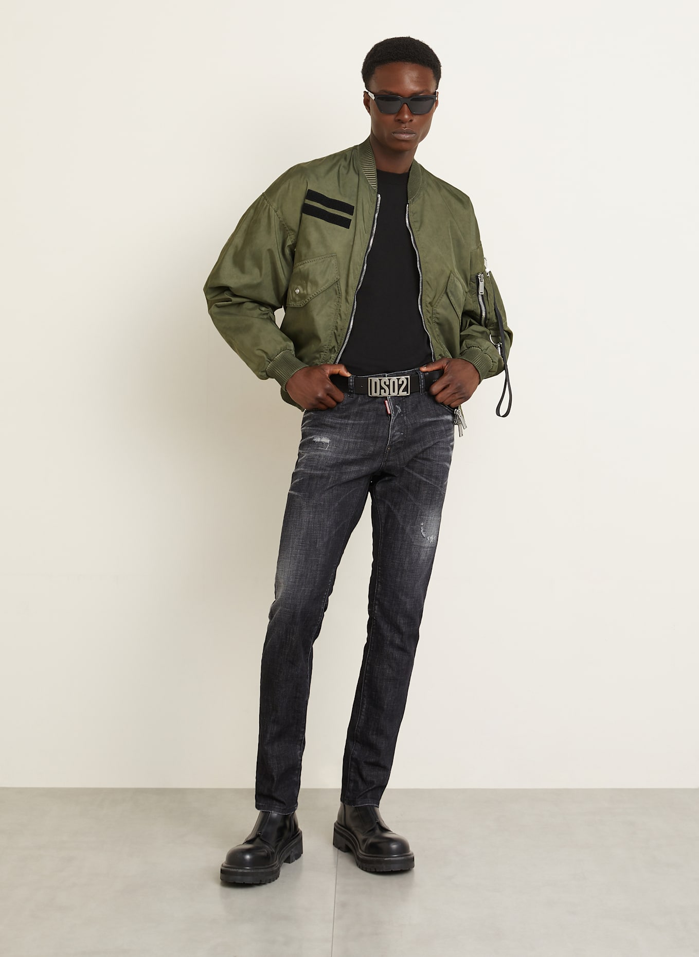 DSQUARED2 Blouson: GRÜN/ SCHWARZ