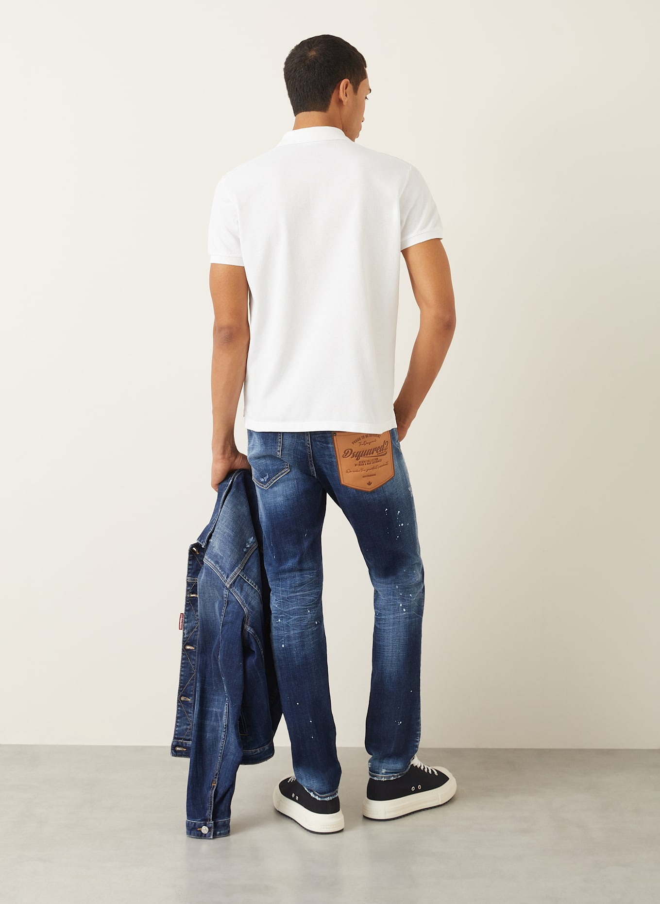 DSQUARED2 Polokošile z piké: BÍLÁ/ ČERNÁ
