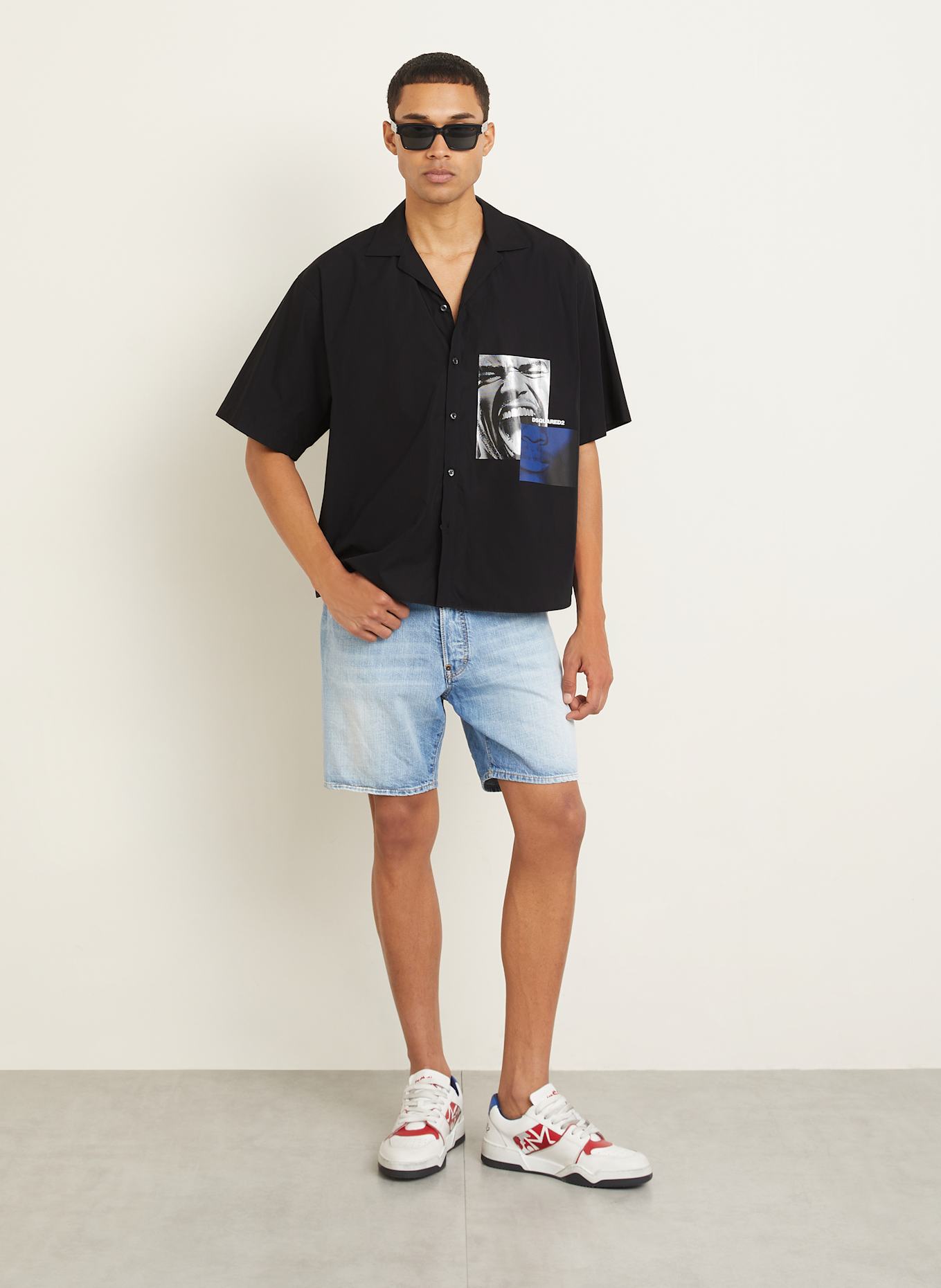 DSQUARED2 Kurzarm-Hemd Comfort Fit: SCHWARZ