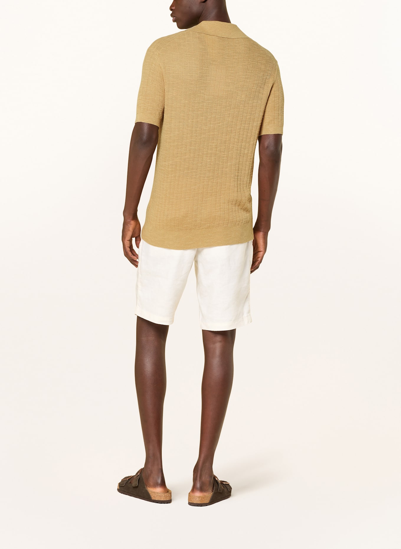 FRESCOBOL CARIOCA Knitted polo Clair shirt JOAQUIM, Color: CAMEL (Image 3)