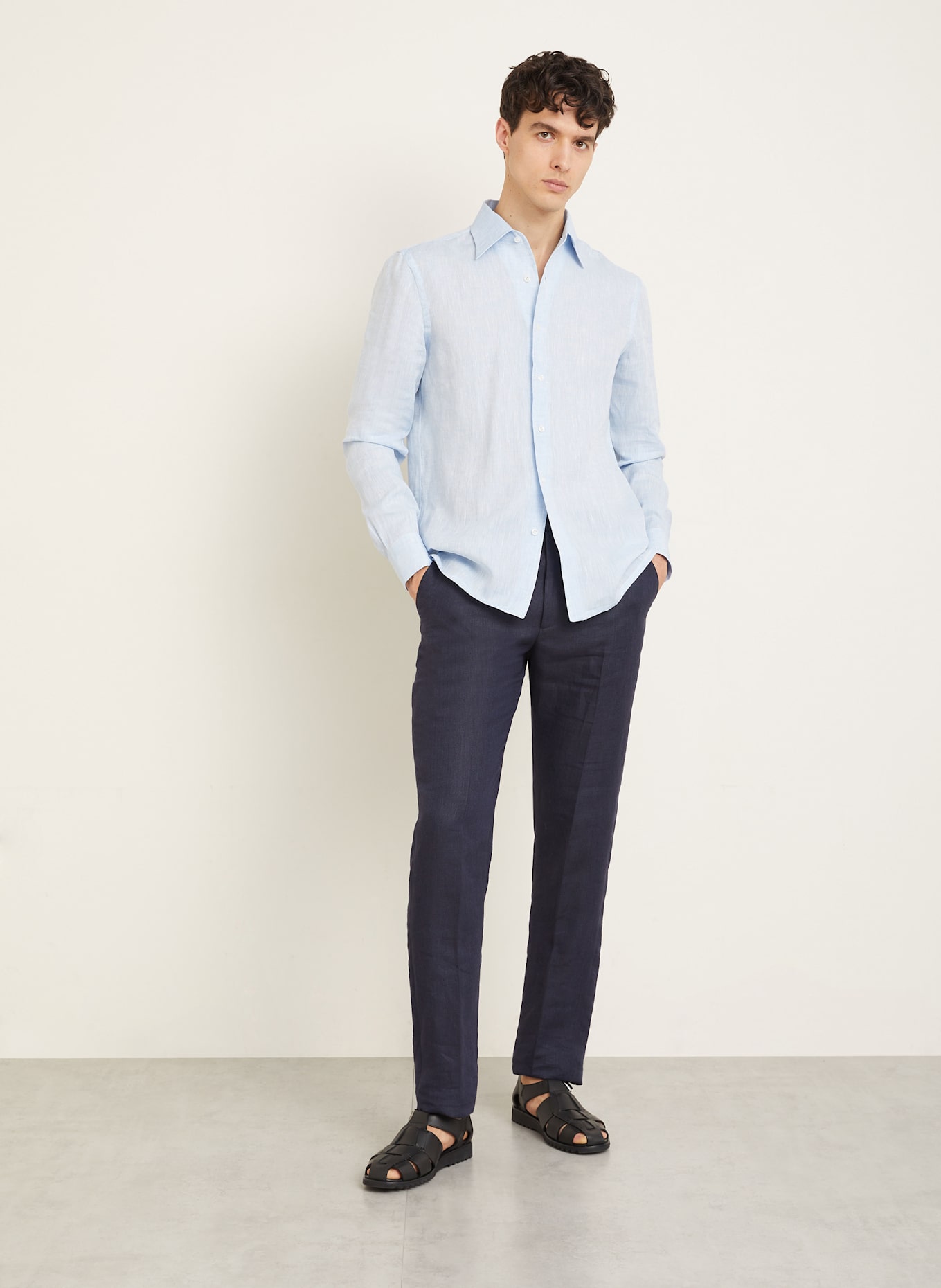 FIORONI Leinenhemd Regular Fit: HELLBLAU
