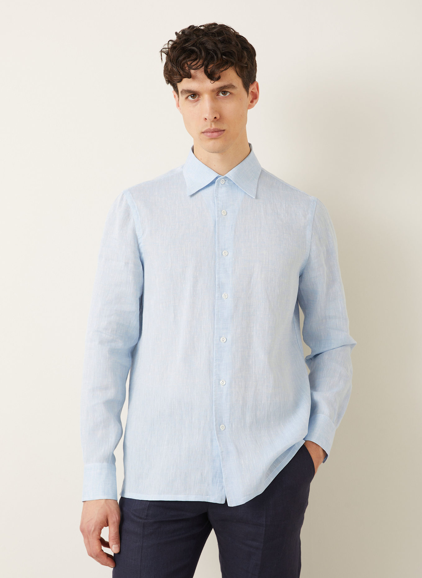 FIORONI Leinenhemd Regular Fit: HELLBLAU