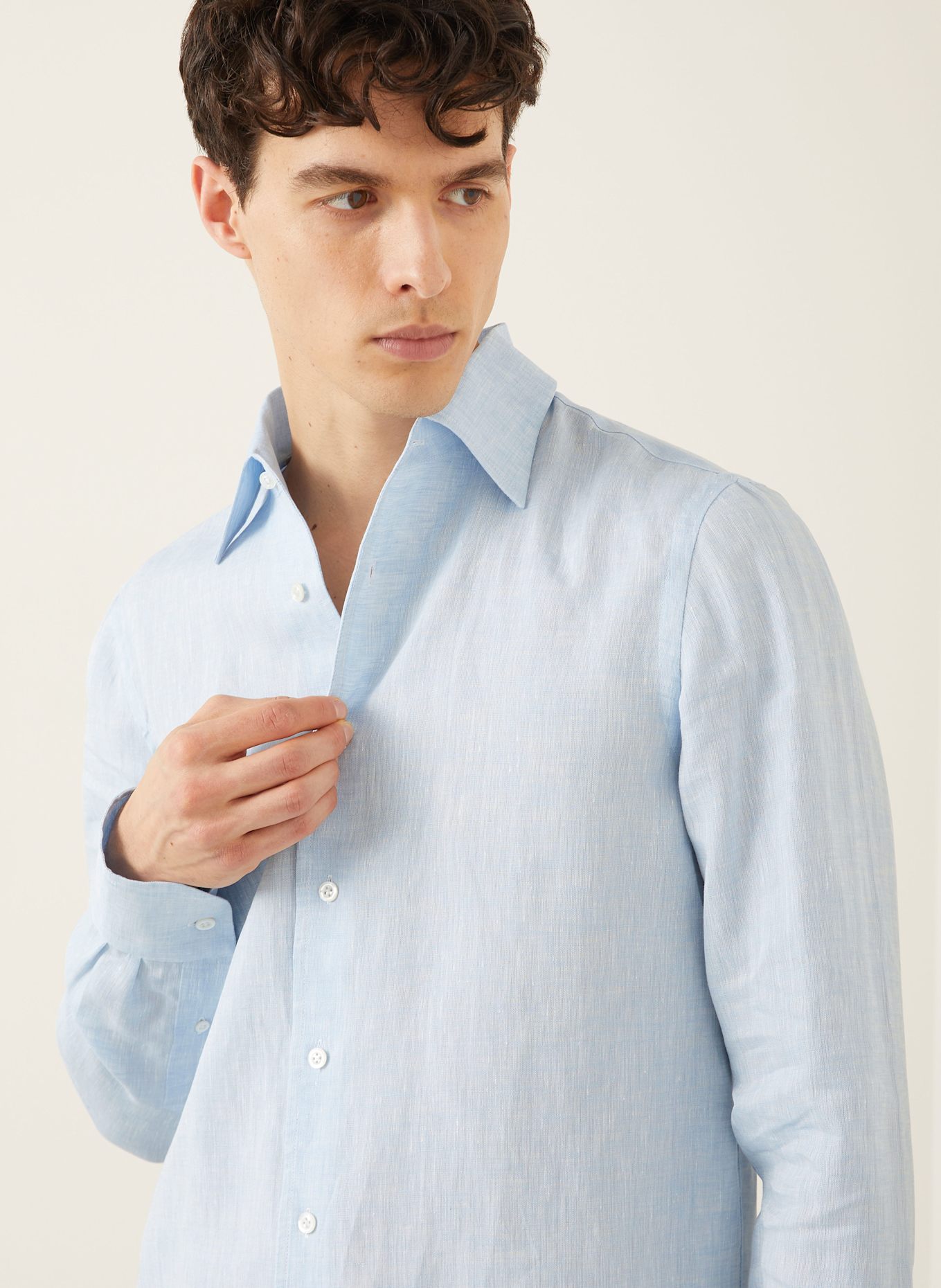 FIORONI Leinenhemd Regular Fit: HELLBLAU