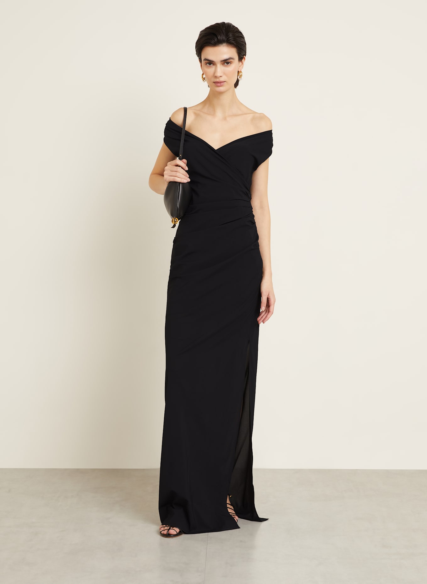 【JACQUEMUS】LA ROBE RITA' DRESS JACQUEMUS Off-shoulder dress LA ROBE RITA LONGUE in black