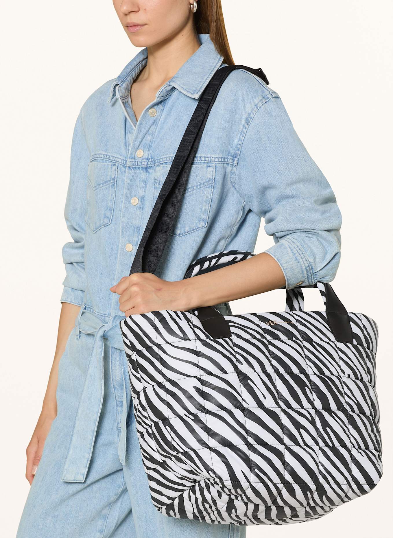 Vee Collective Torba shopper PORTER TOTE MEDIUM: BIAŁY/ CZARNY