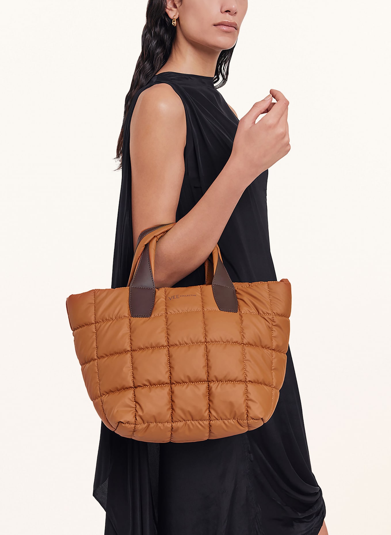 Vee Collective Shopper PORTER TOTE SMALL with pouch: COGNAC