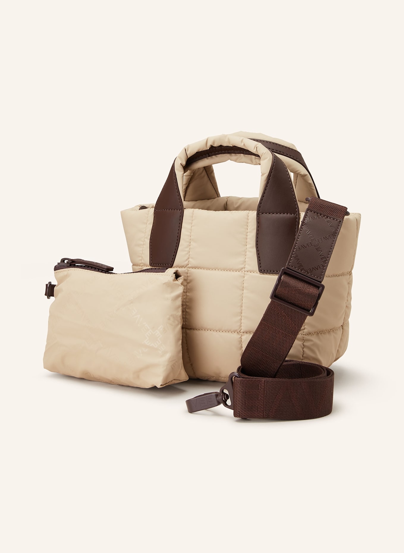Vee Collective PORTER MINI TOTE handbag with pouch: CREAM