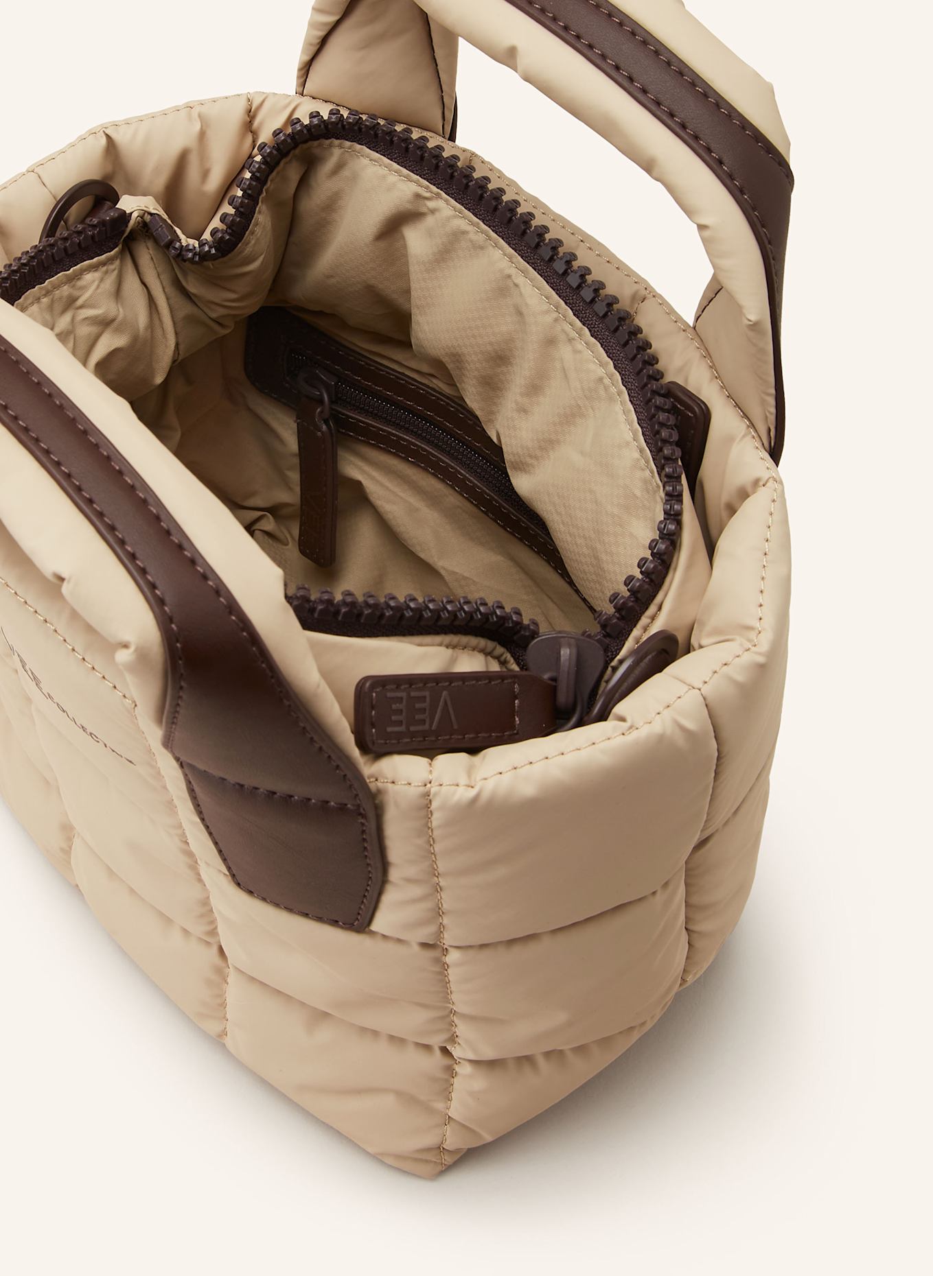 Vee Collective PORTER MINI TOTE handbag with pouch: CREAM