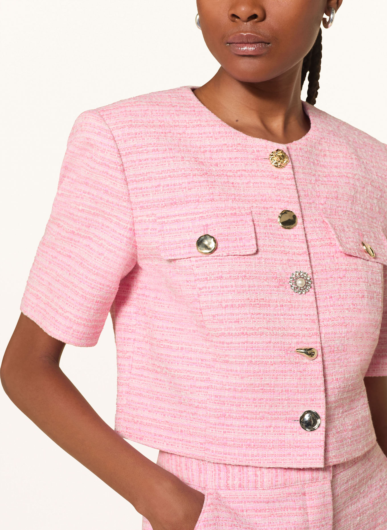 RIANI Cropped-Kastenjacke aus Tweed: ROSA / WEISS