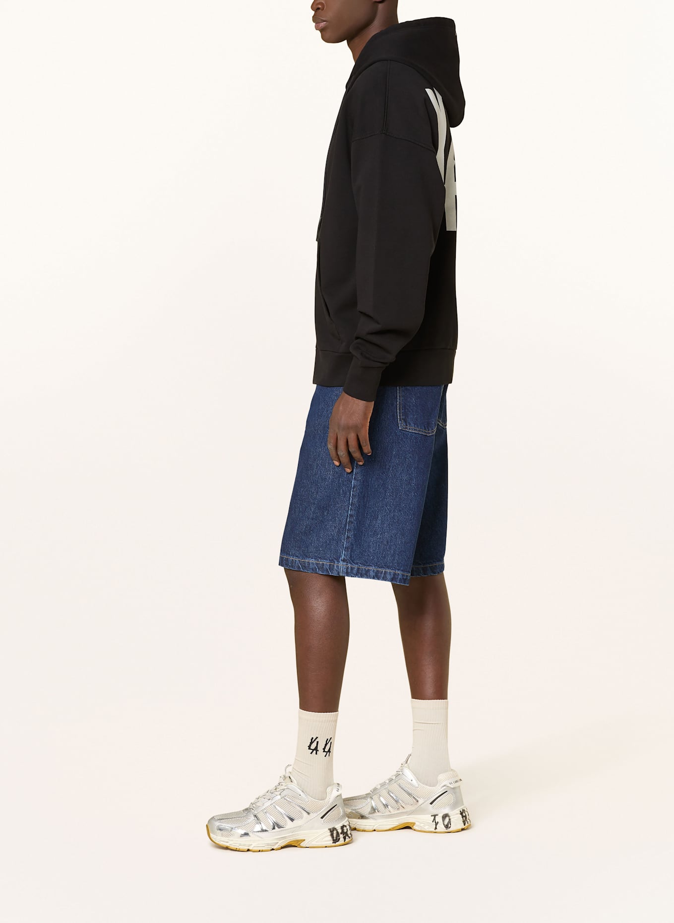 44 LABEL GROUP Sweat jacket: BLACK / LIGHT GRAY