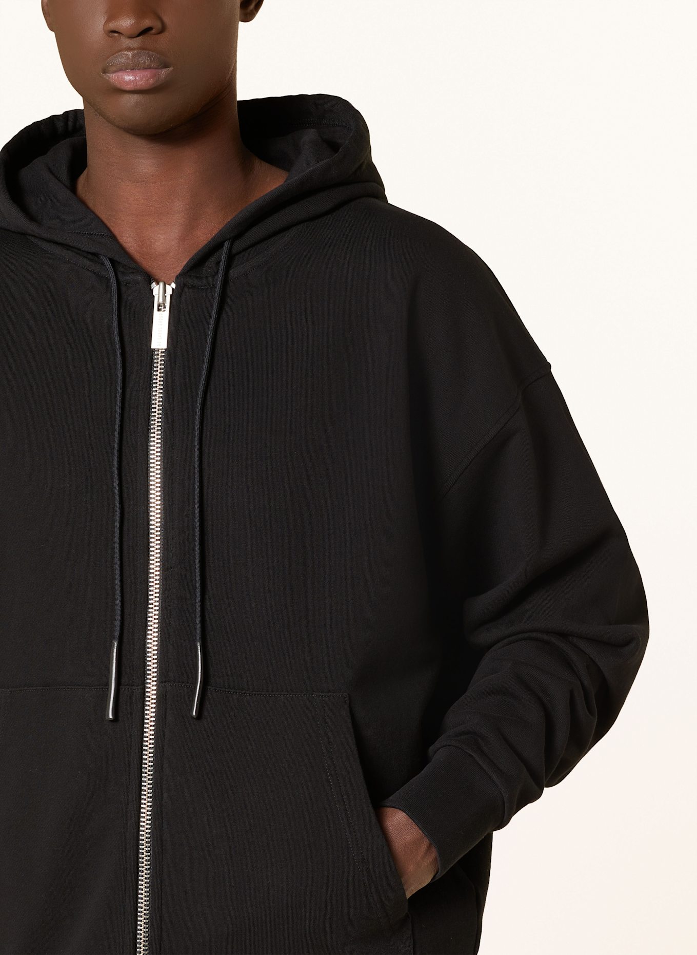 44 LABEL GROUP Sweat jacket: BLACK / LIGHT GRAY