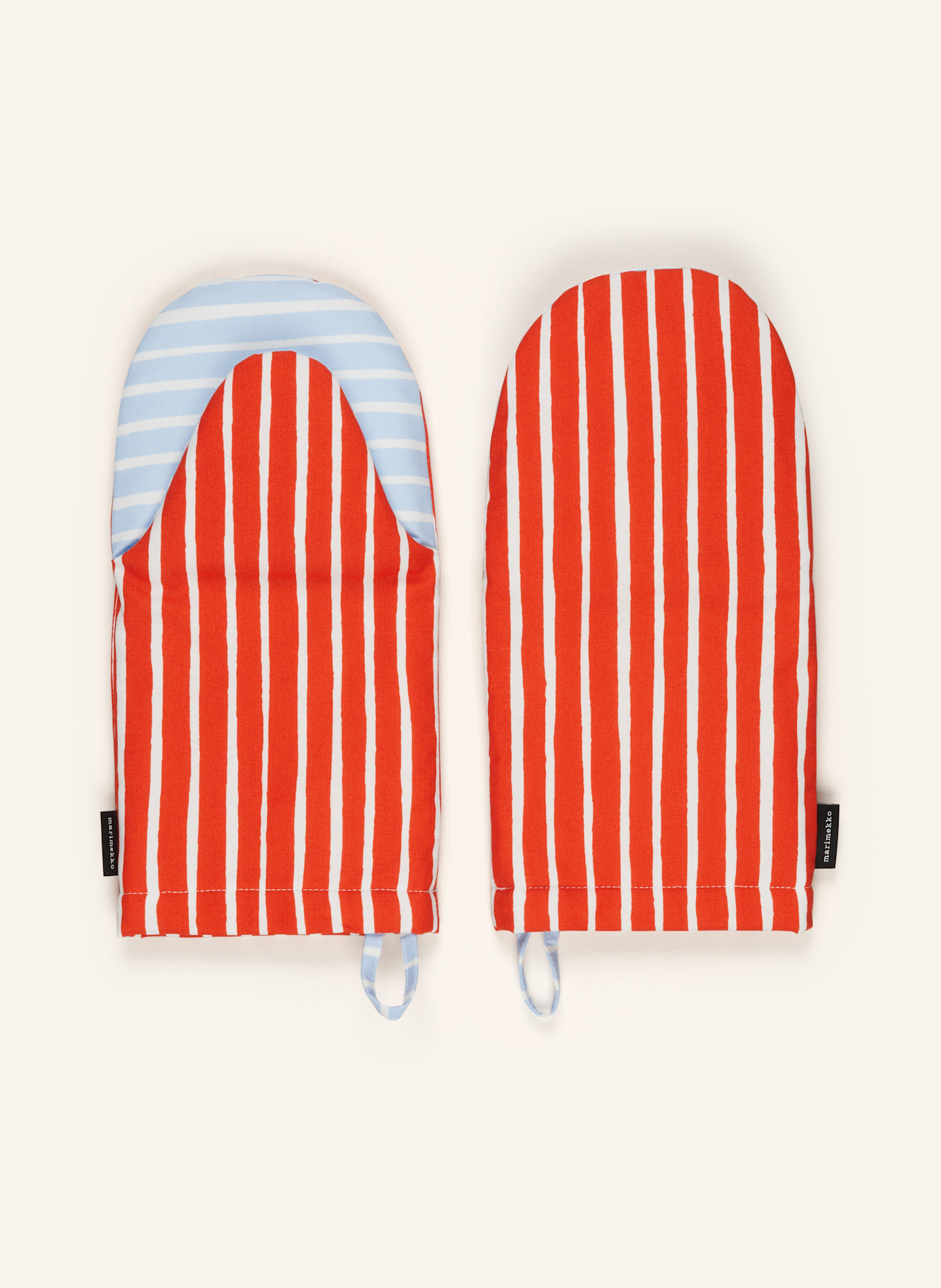 marimekko 3-piece Set PICCOLO: Apron and oven gloves, Color: RED/ LIGHT BLUE/ WHITE (Image 3)