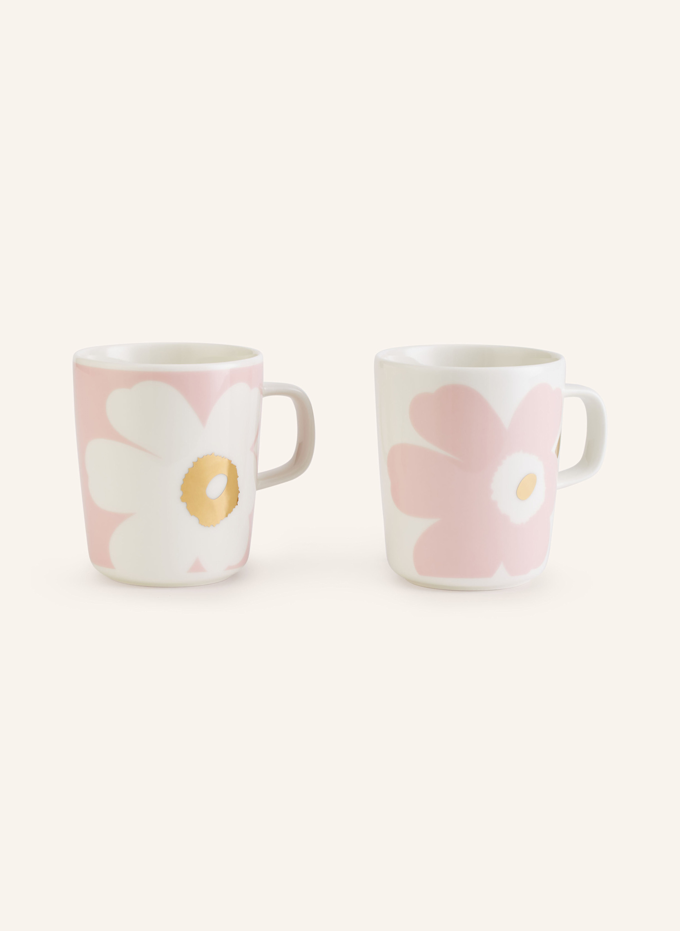 marimekko set of 2 mugs OIVA/JUHLA, Color: ECRU/ LIGHT PINK (Image 1)