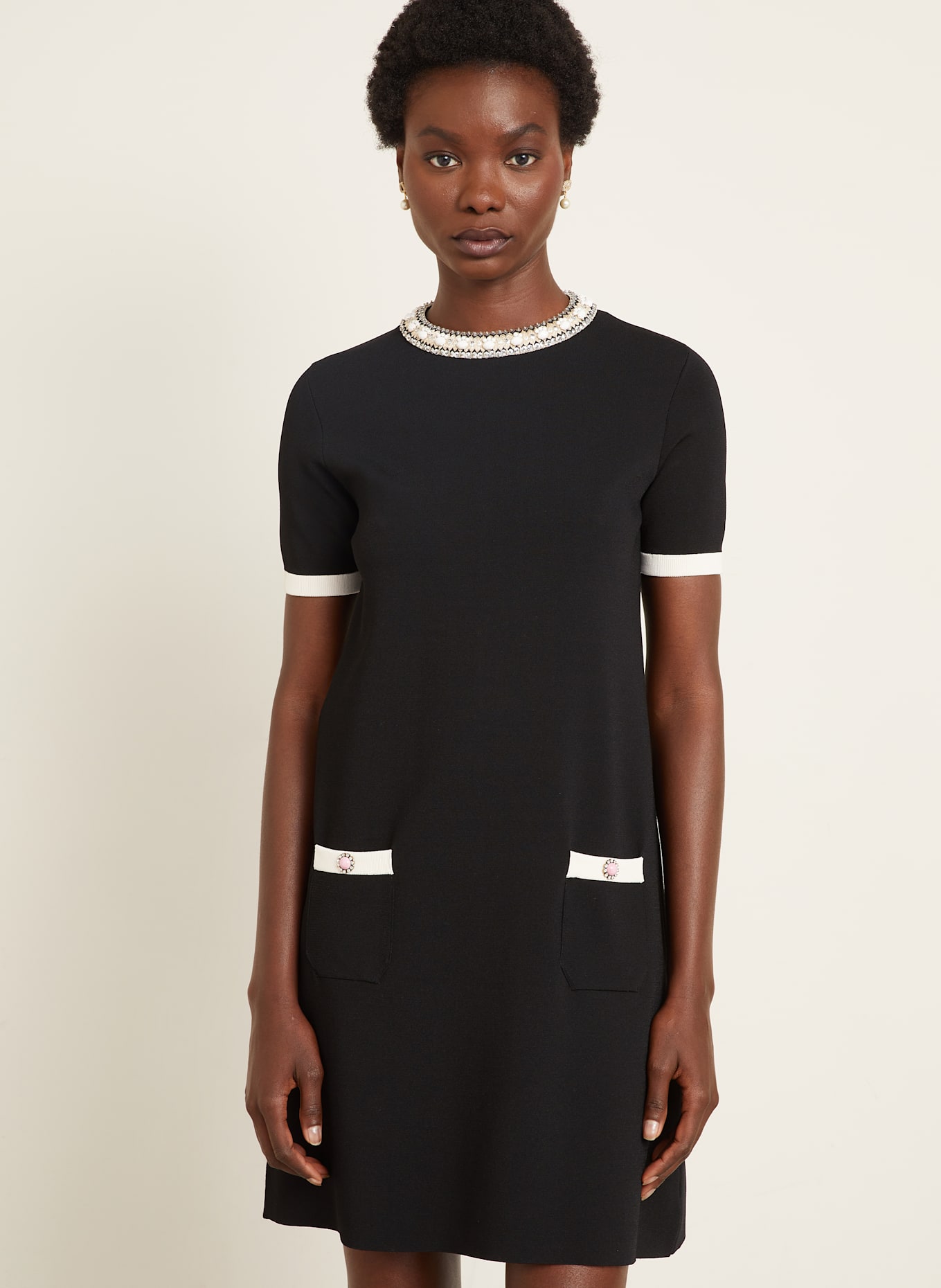 VALENTINO Knit dress in black/ cream