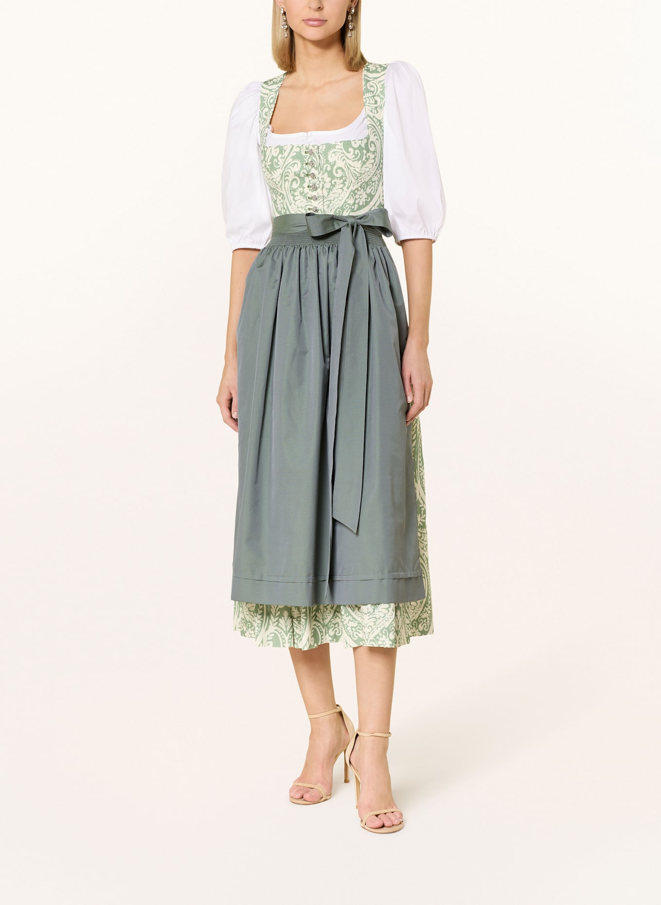 SPORTALM Dirndl: GRÜN/ ECRU