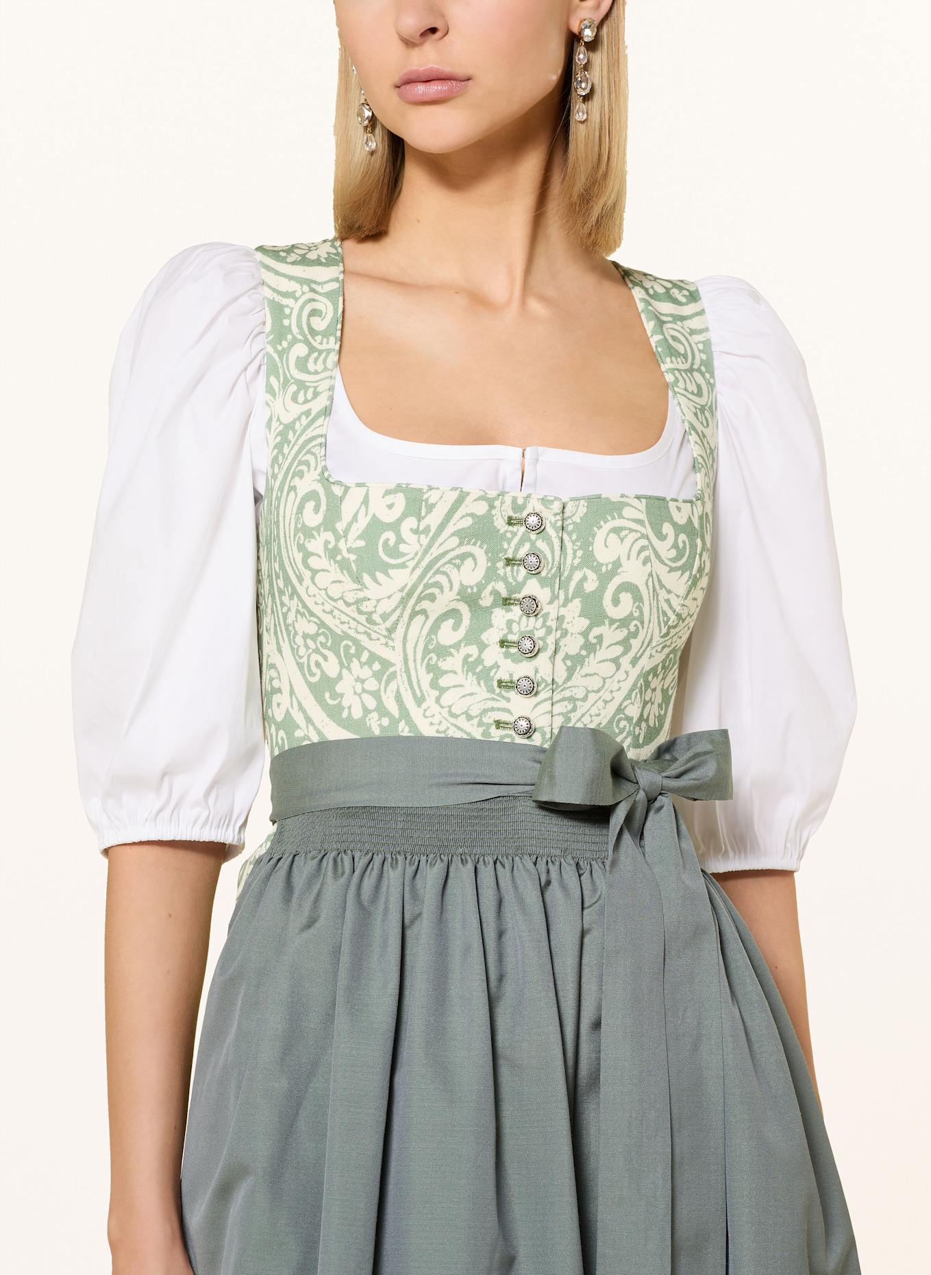 SPORTALM Dirndl: GRÜN/ ECRU