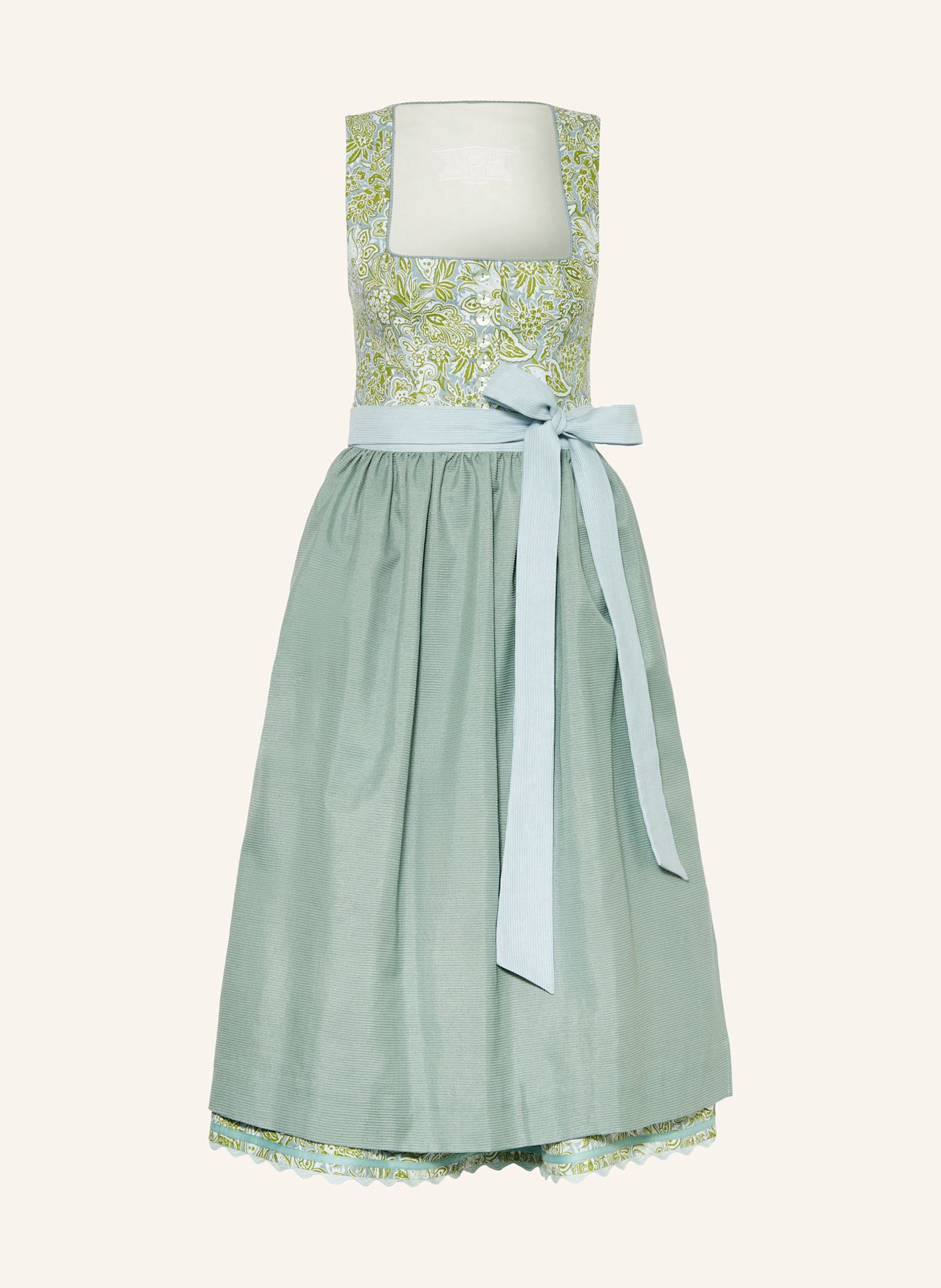 SPORTALM Dirndl: GRÜN / HELLBLAU / BLAUGRAU