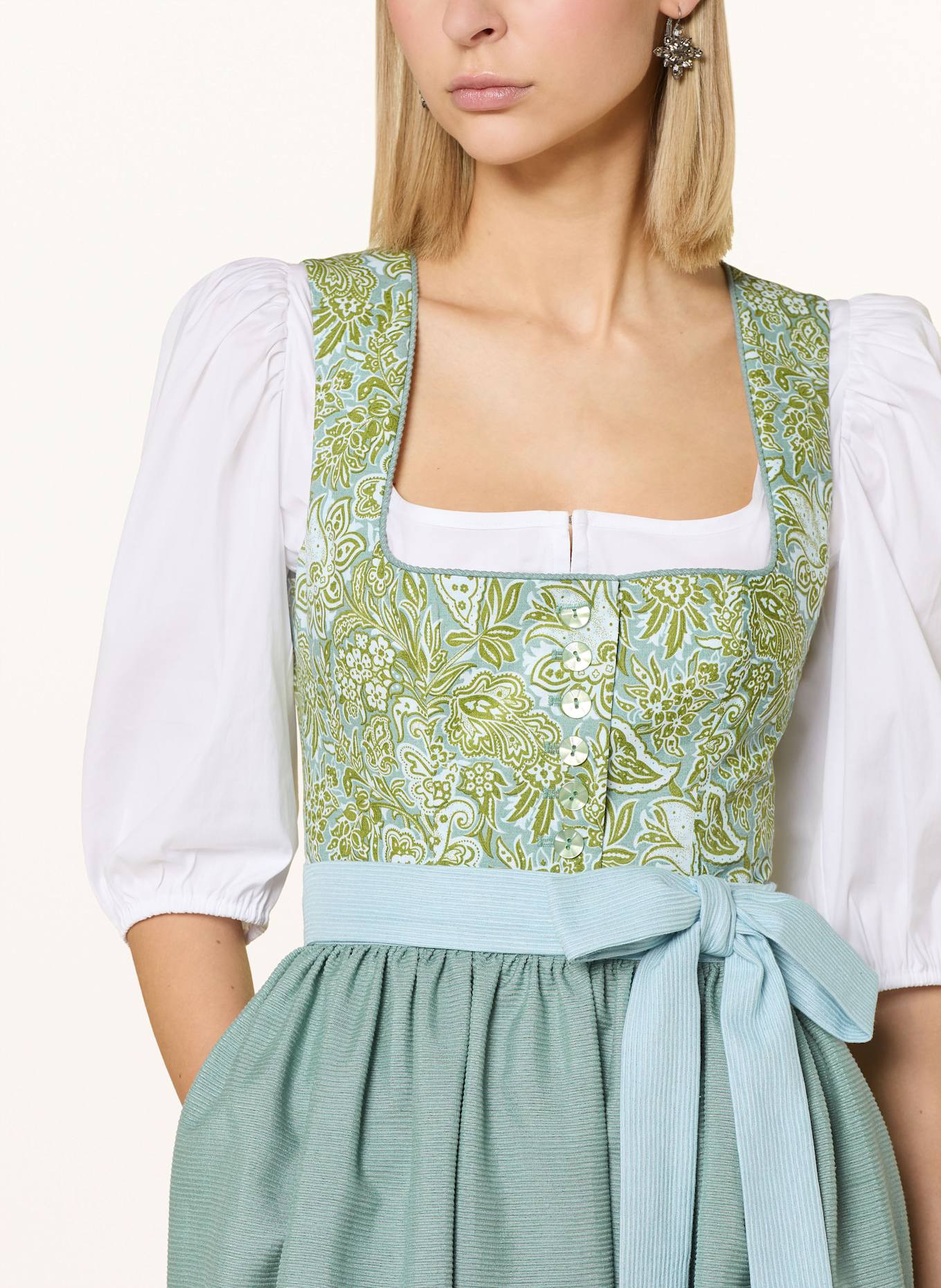 SPORTALM Dirndl: GRÜN / HELLBLAU / BLAUGRAU