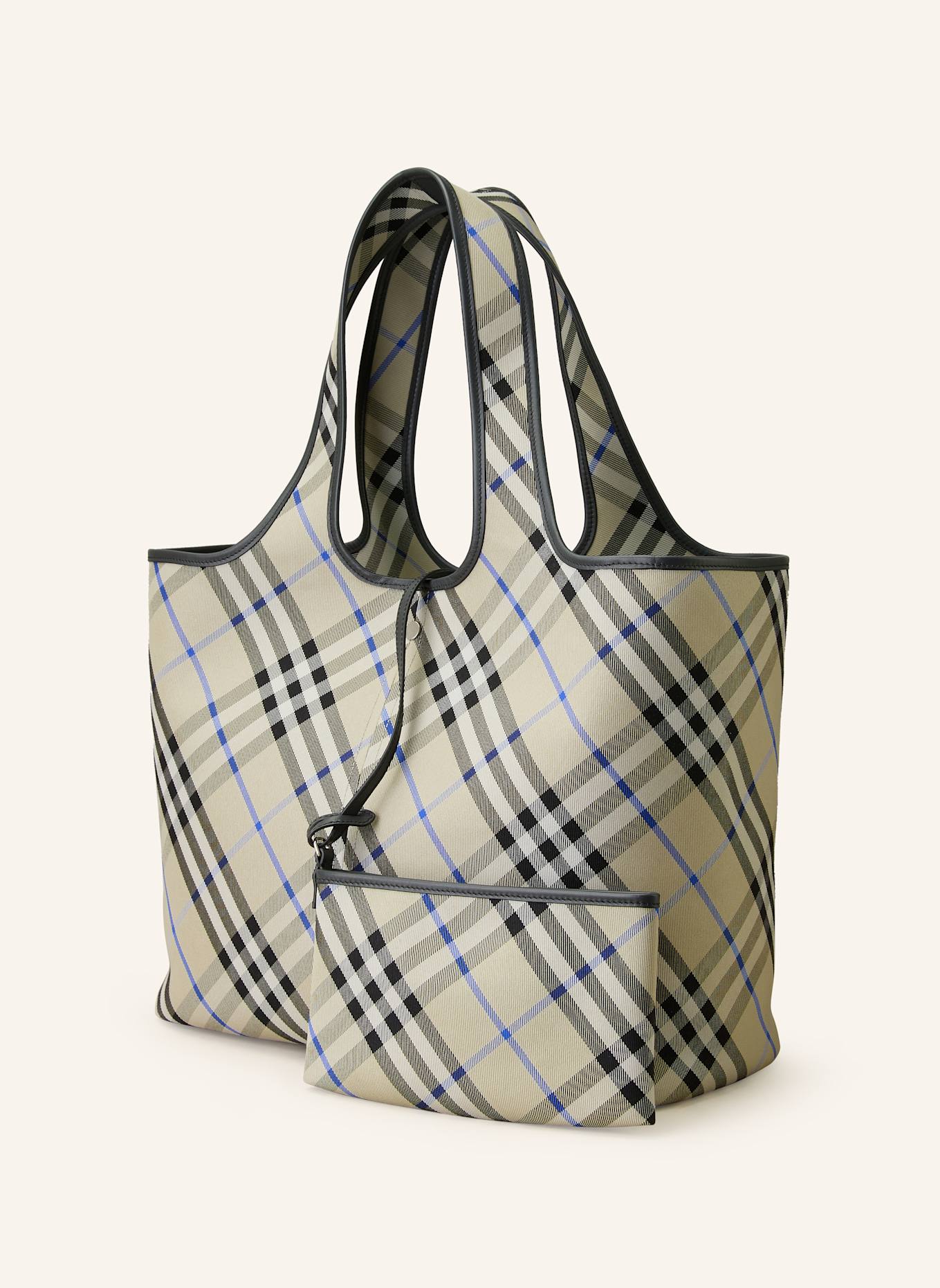 BURBERRY Shopper MEDIUM mit Pouch: HELLGRÜN / SCHWARZ / BLAU