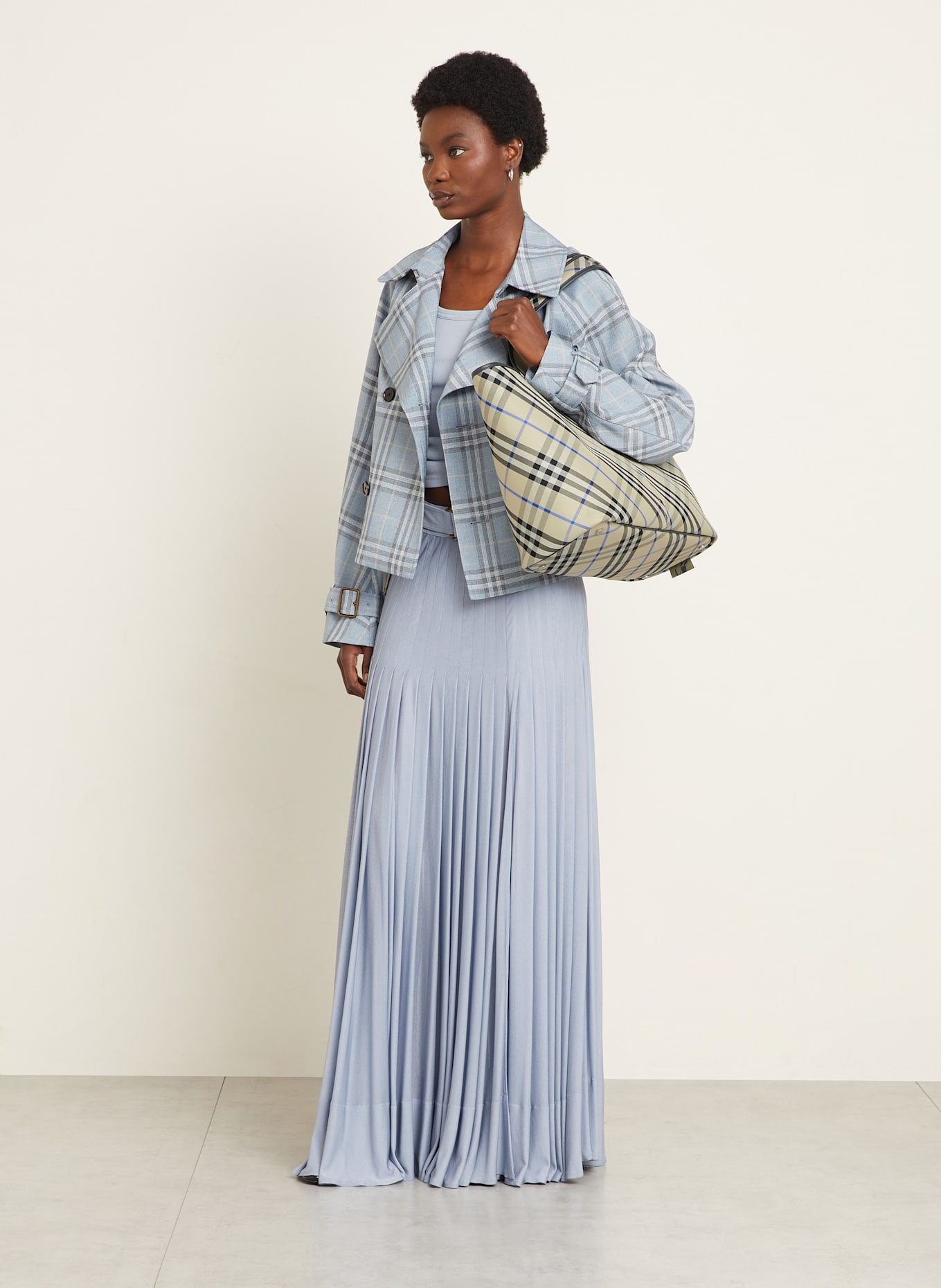 BURBERRY Shopper MEDIUM mit Pouch: HELLGRÜN / SCHWARZ / BLAU