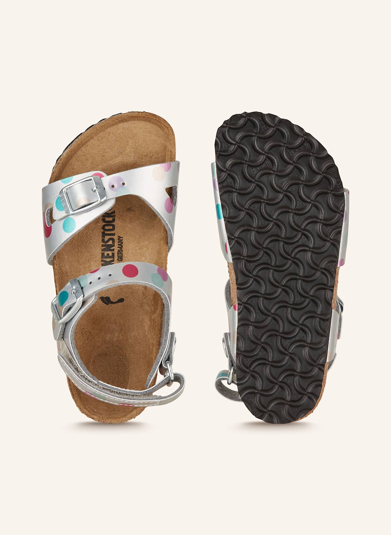 BIRKENSTOCK Sandalen RIO: SILBER/ PINK/ TÜRKIS